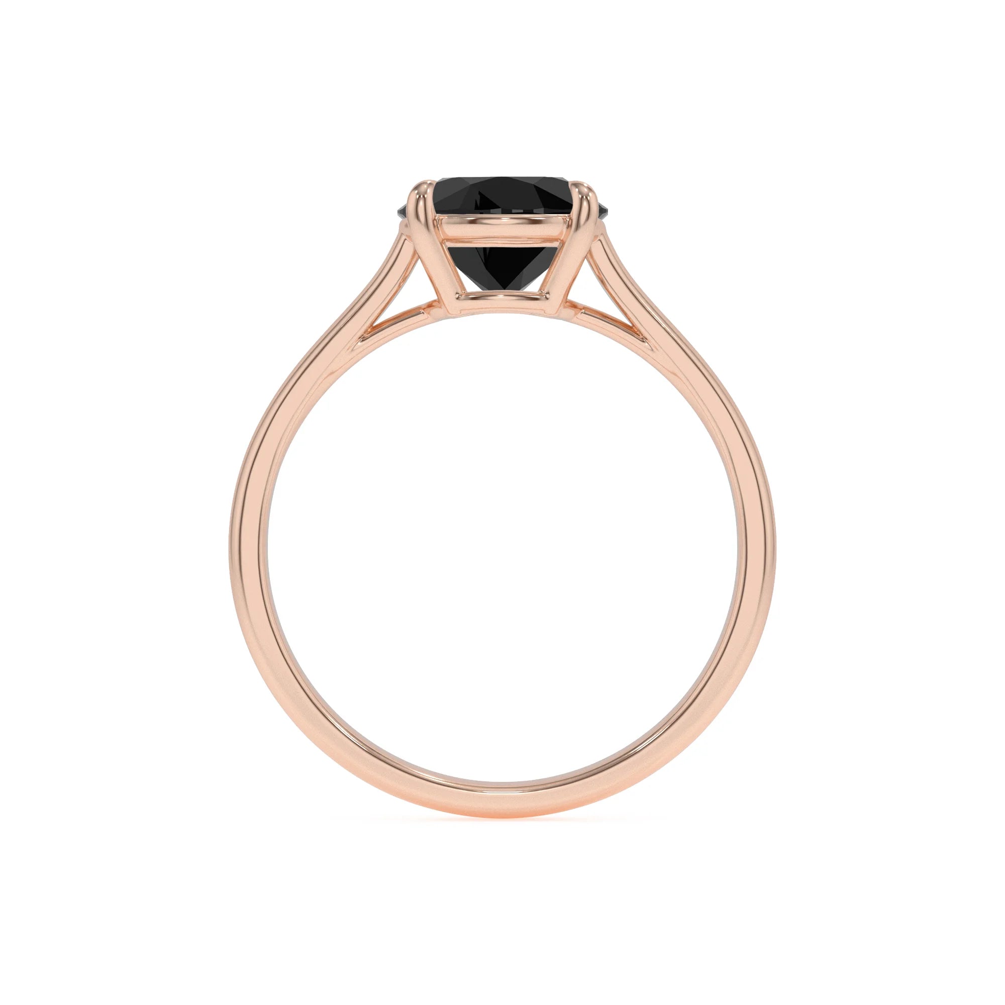 natural black-onyx round solitaire rings in rose gold 