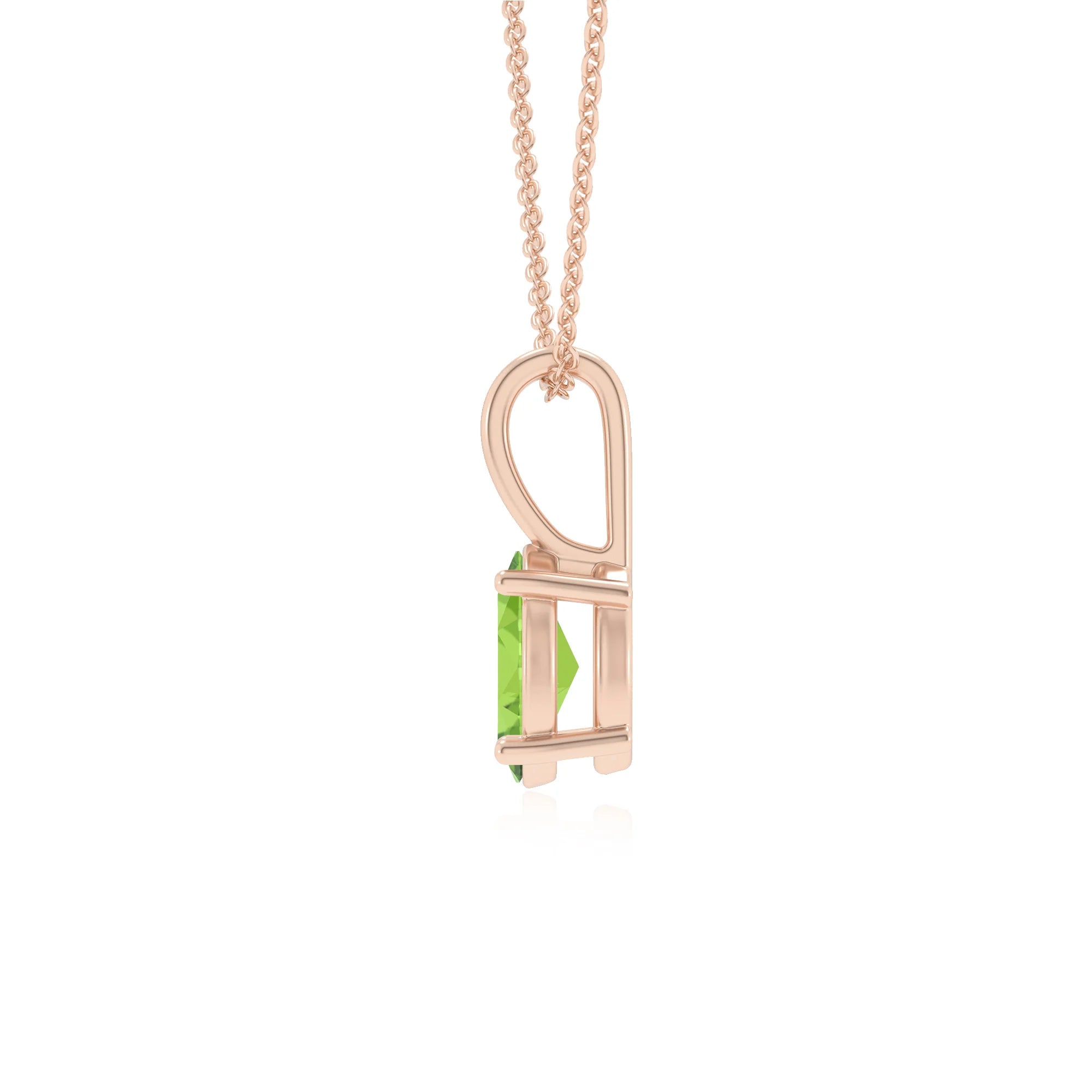 natural peridot oval solitaire necklaces in rose gold 