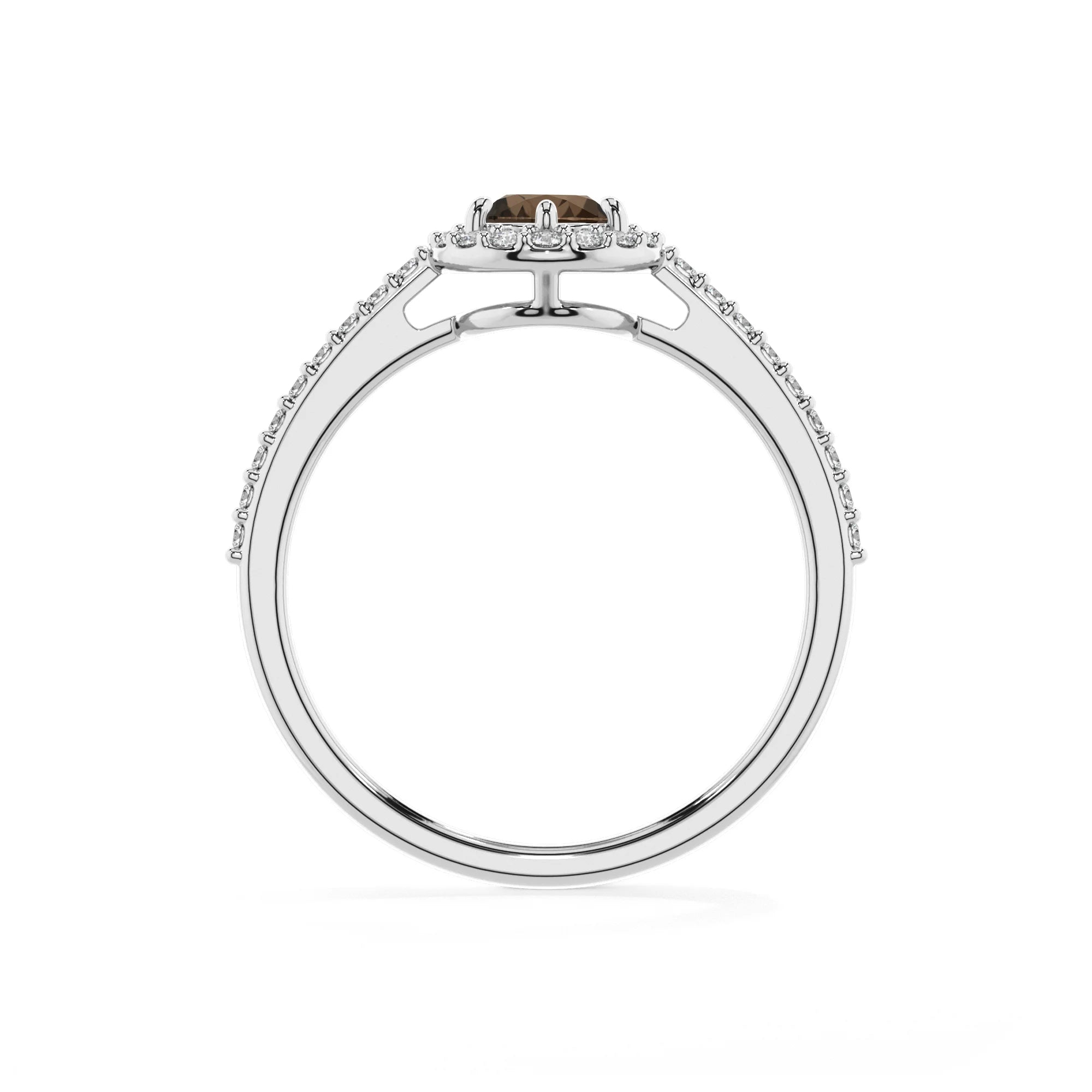 natural smoky-quartz pear solitaire rings in white gold 