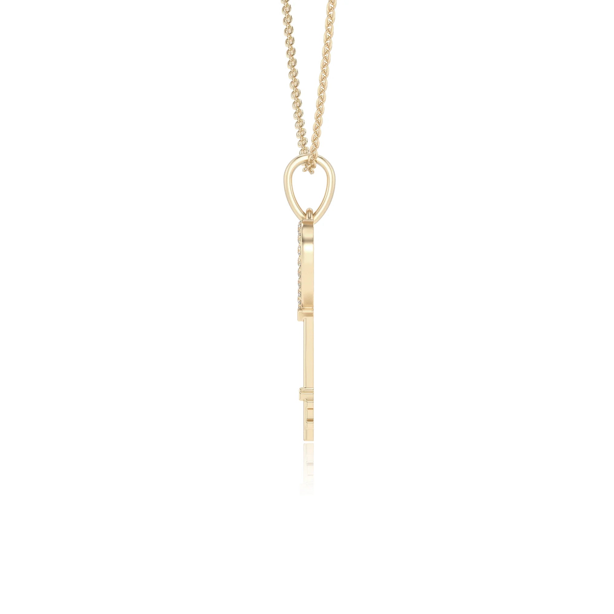 lab grown moissanite round necklaces in yellow gold 