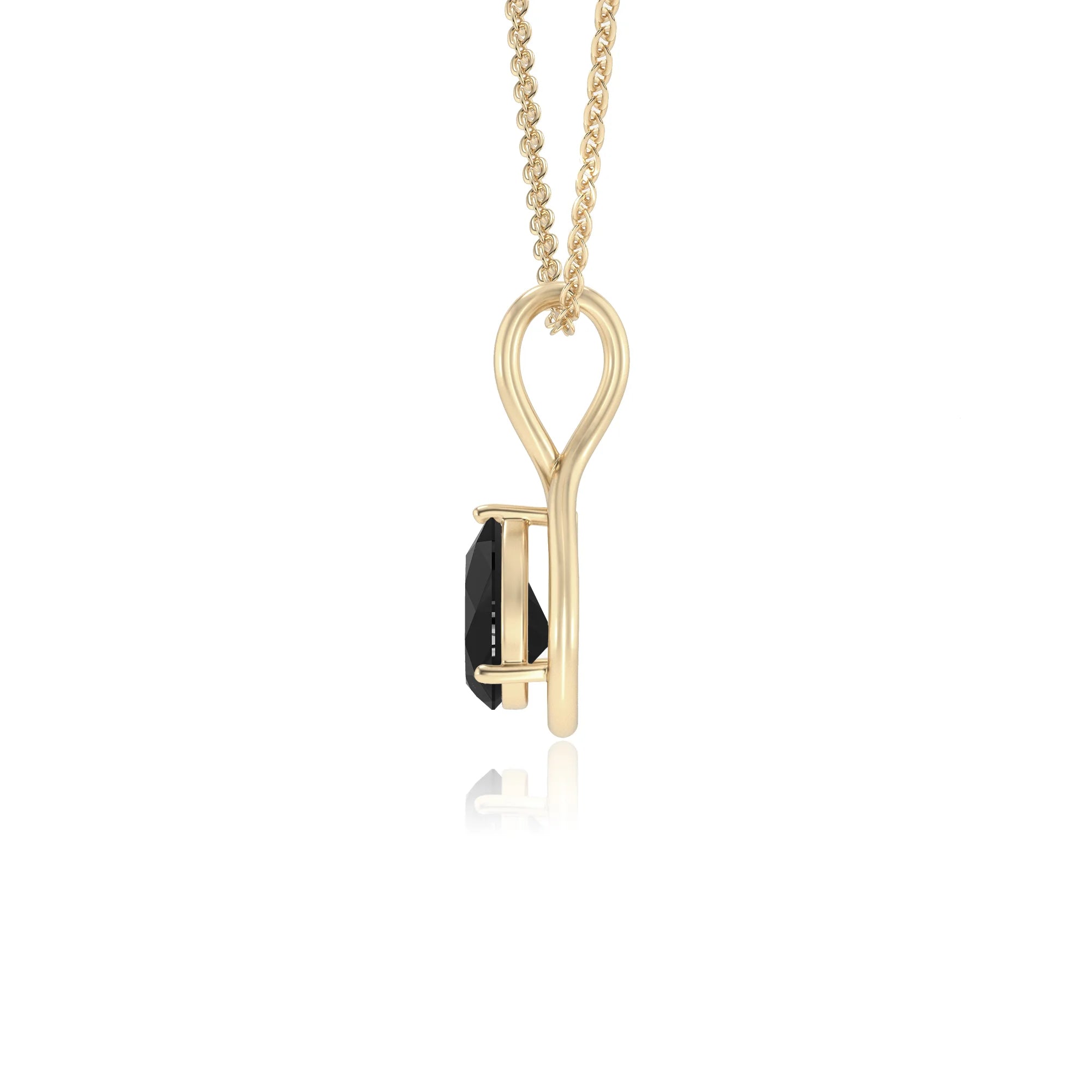 natural black-onyx pear solitaire necklaces in yellow gold 