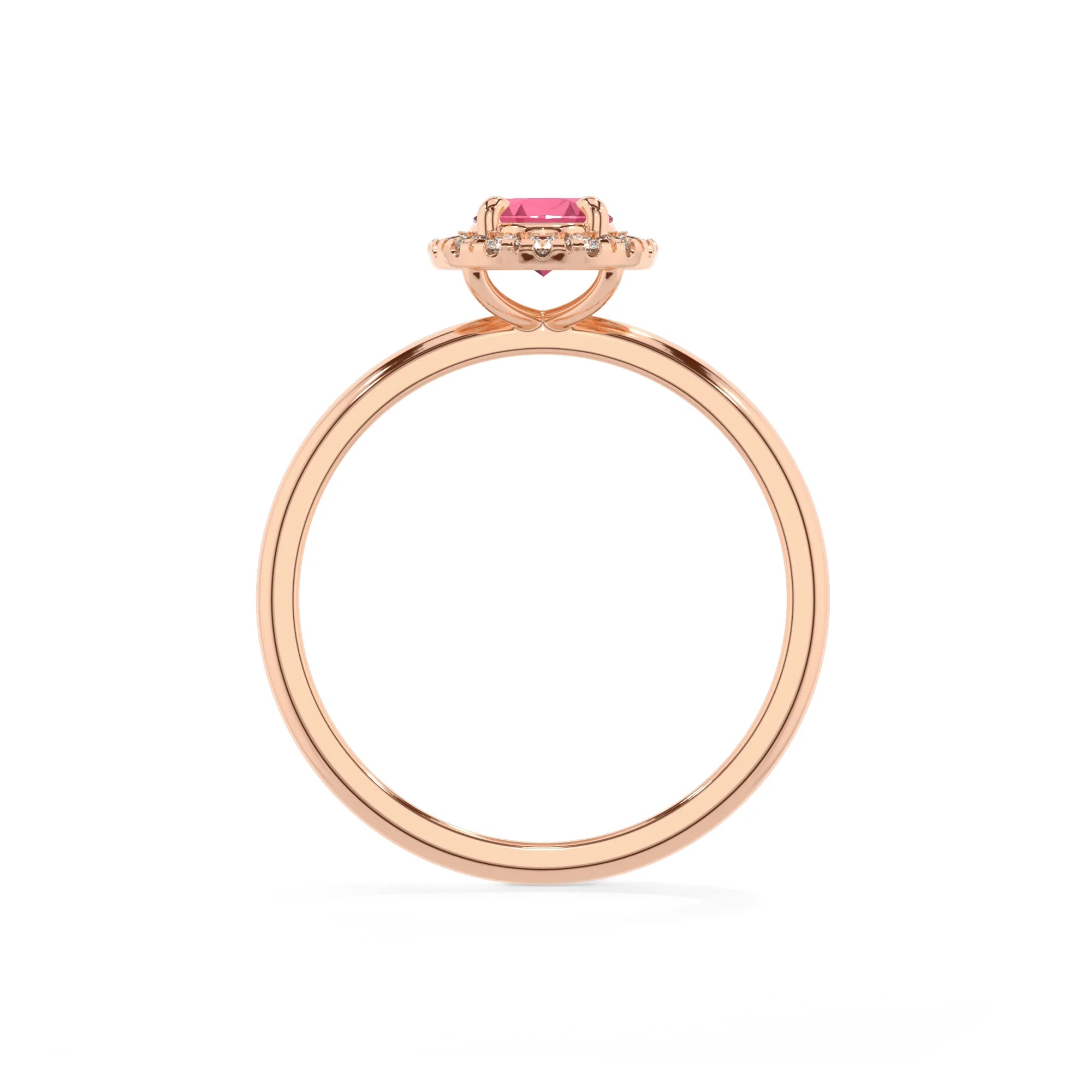 lab grown pink-tourmaline oval solitaire rings in rose gold 