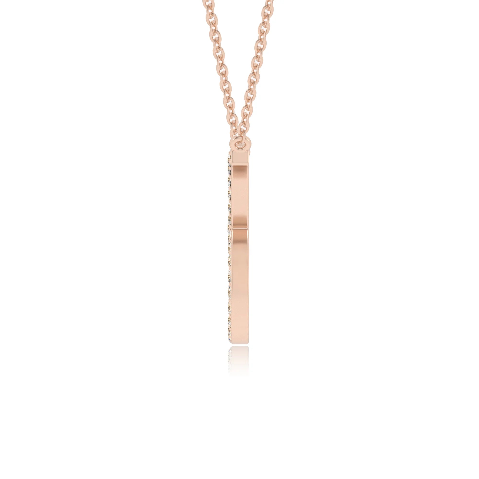 lab grown moissanite round necklaces in rose gold 
