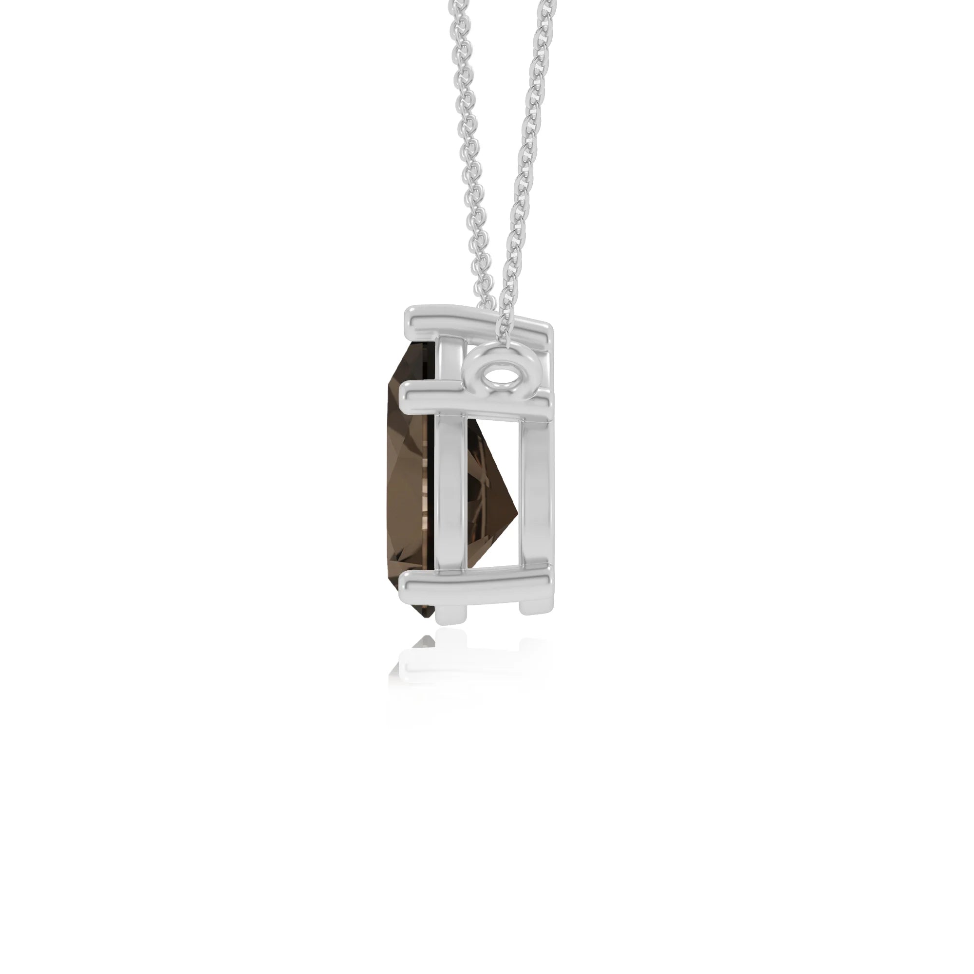 natural smoky-quartz pear solitaire necklaces in sterling silver 