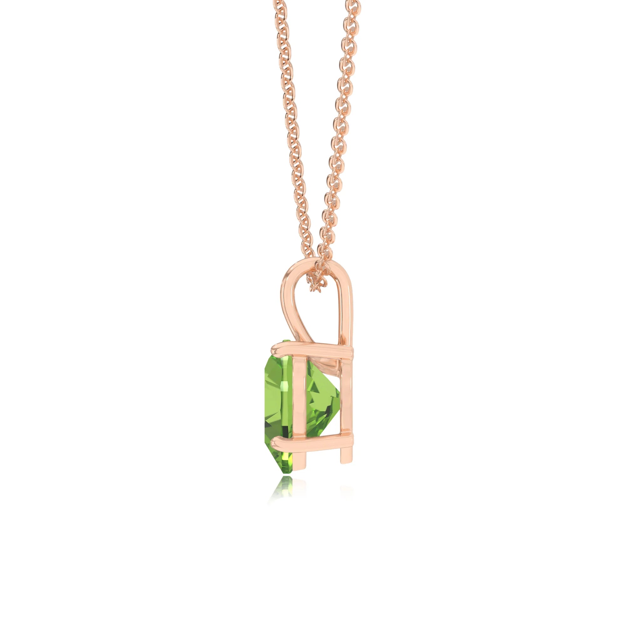 natural peridot heart solitaire necklaces in rose gold 