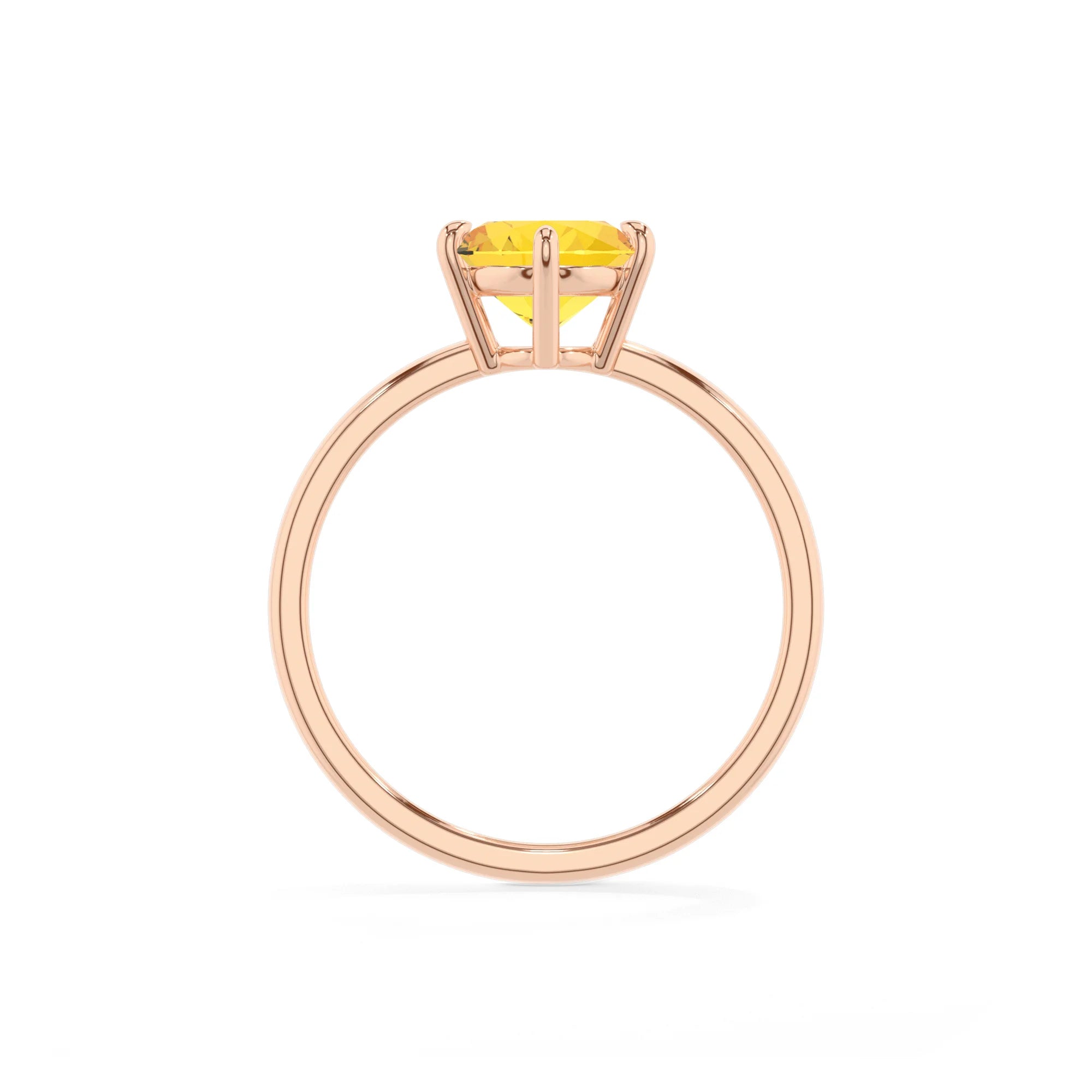 lab grown yellow-sapphire oval solitaire rings in rose gold 