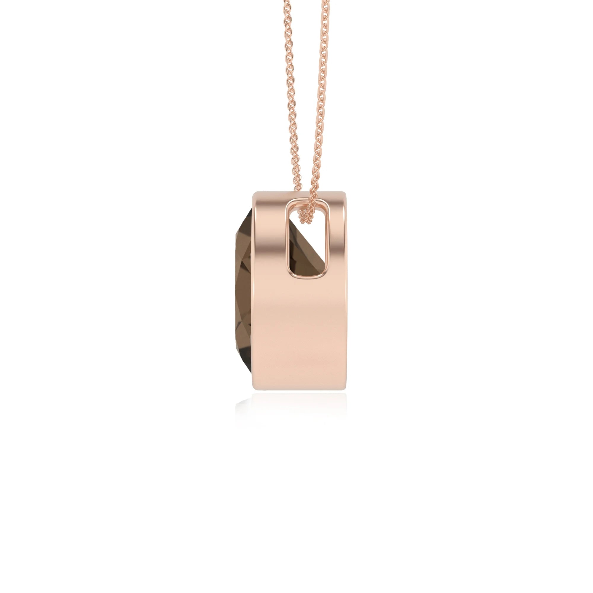 natural smoky-quartz round solitaire necklaces in rose gold 