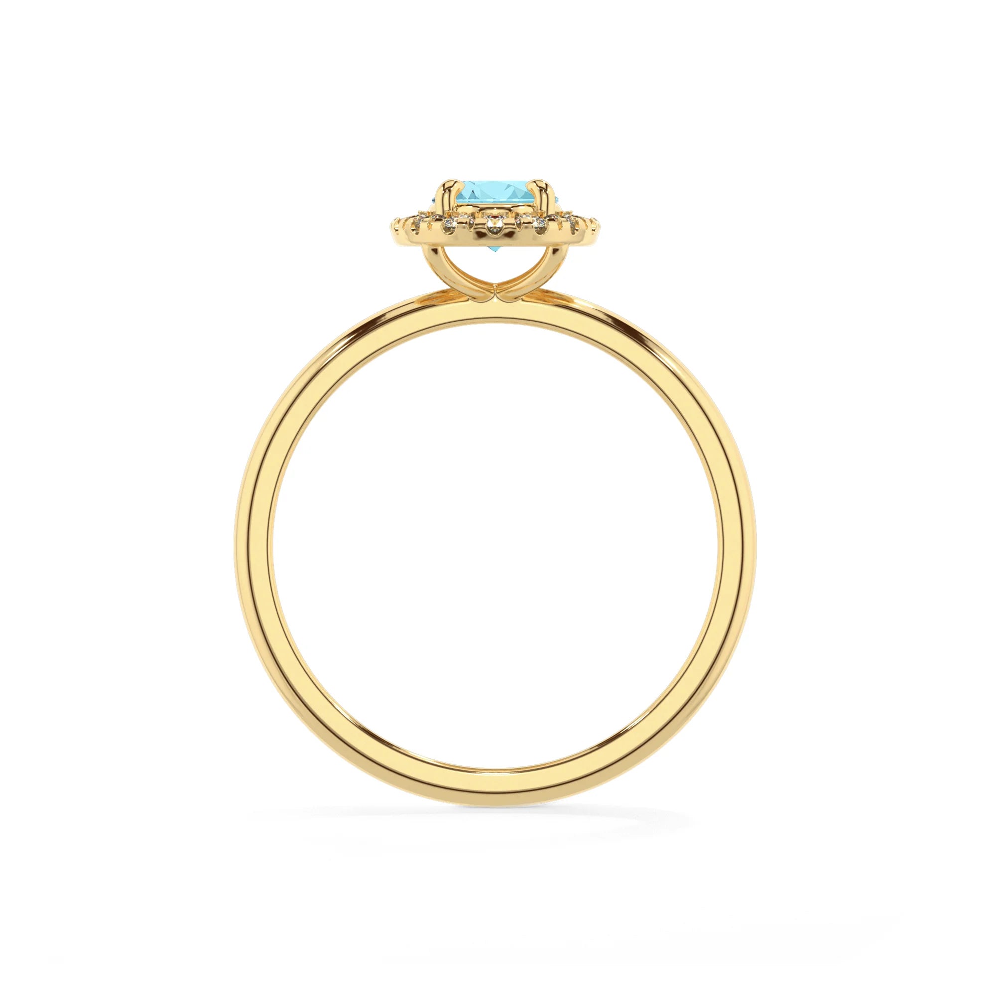 lab grown aquamarine oval solitaire rings in yellow gold 
