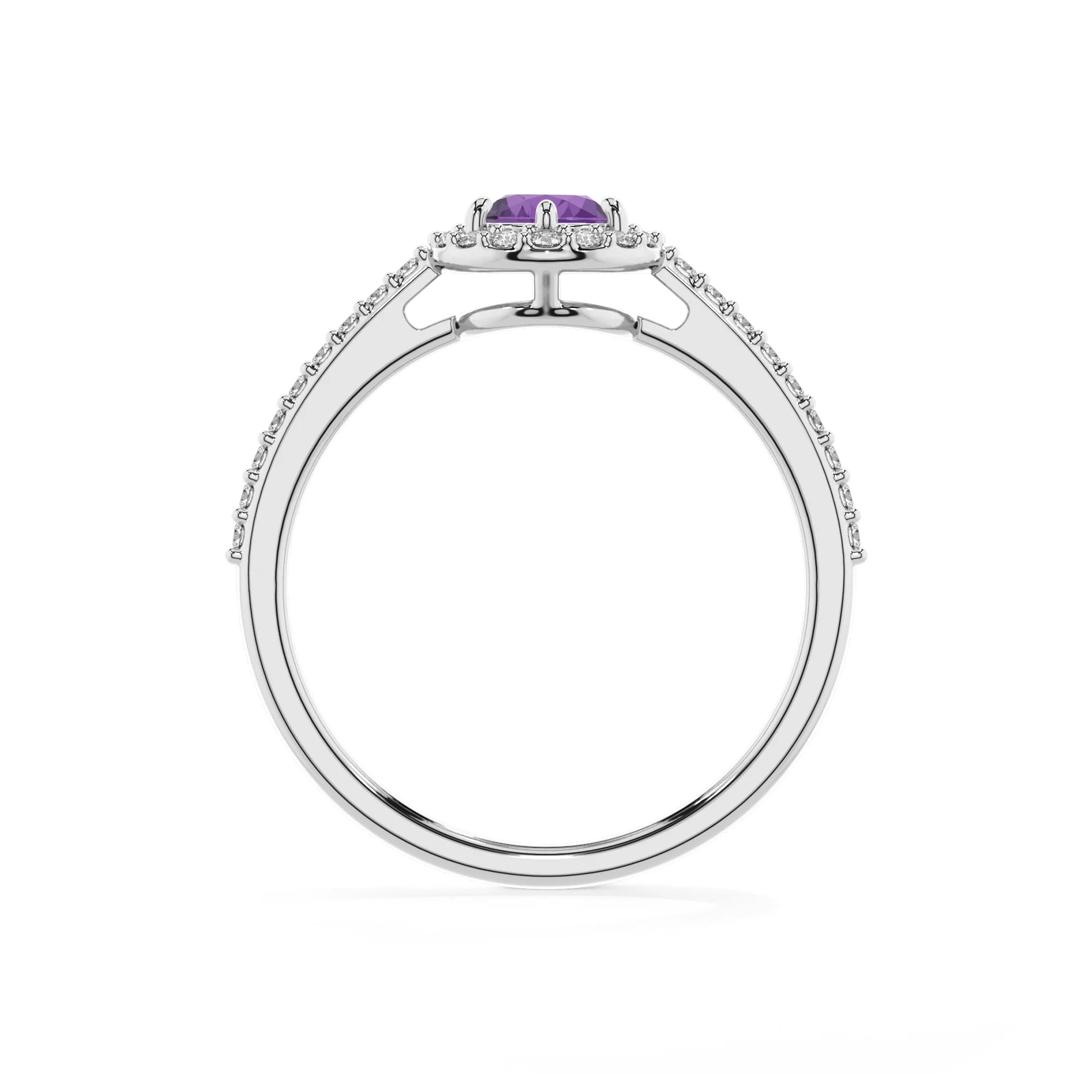 lab grown amethyst pear solitaire rings in white gold 