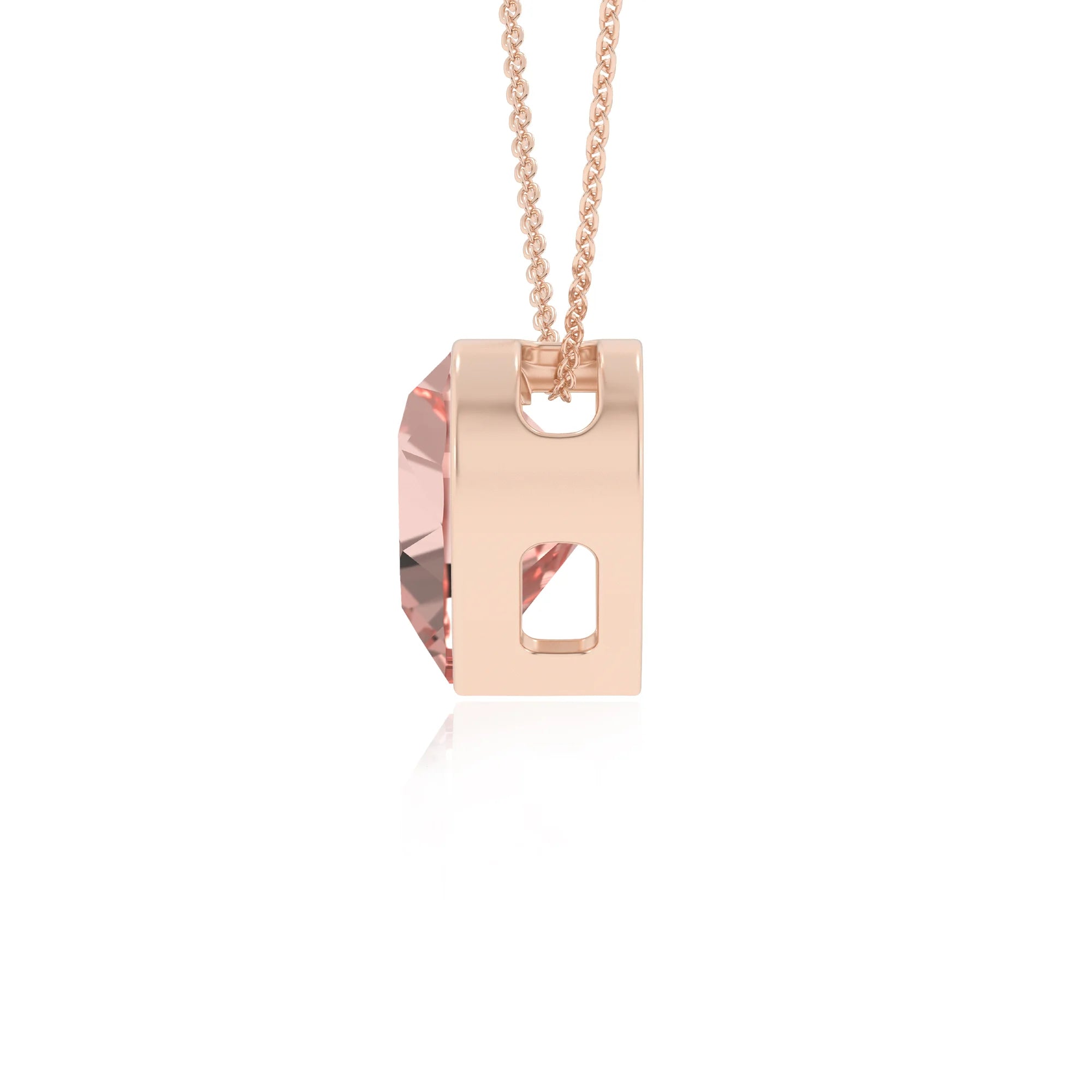 lab grown morganite heart solitaire necklaces in rose gold 