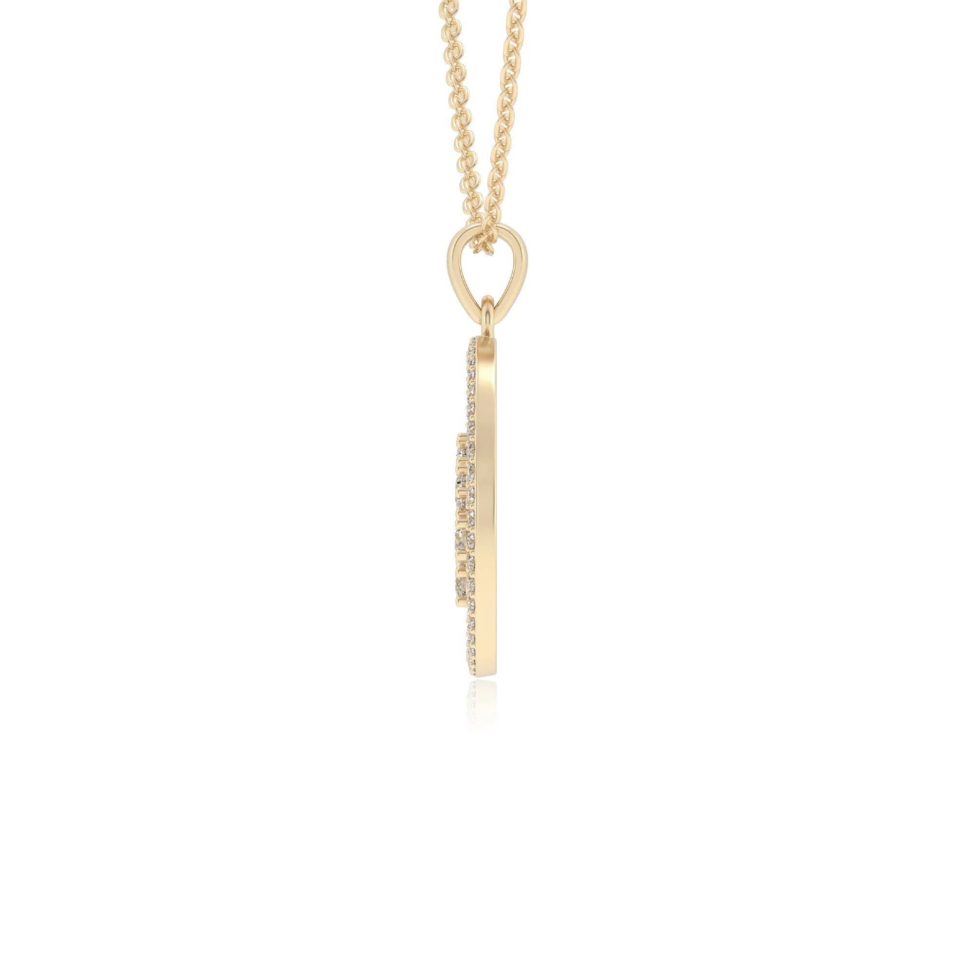 lab grown moissanite round necklaces in yellow gold 