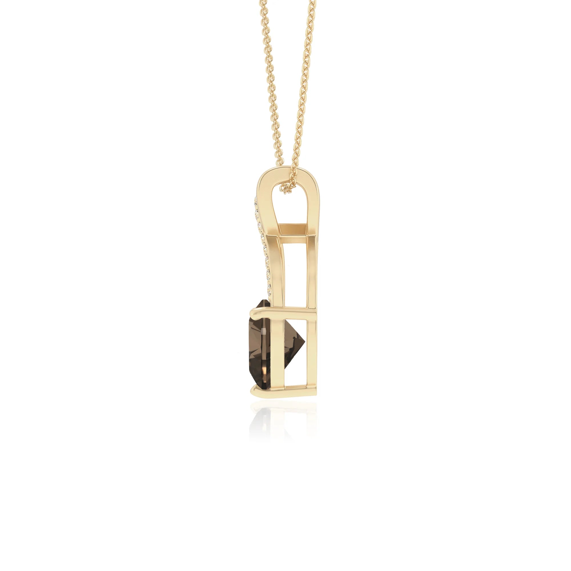 natural smoky-quartz heart solitaire necklaces in yellow gold 