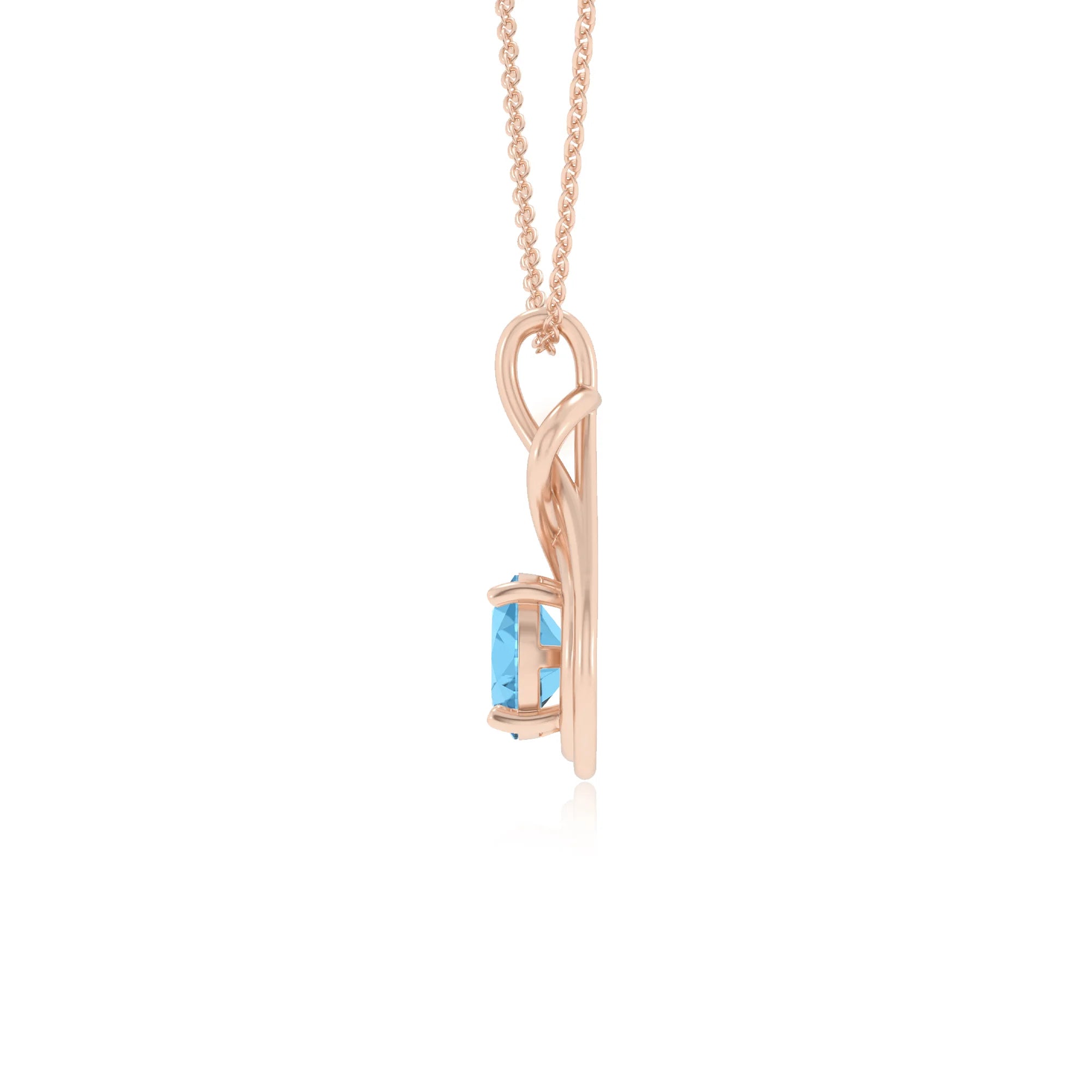 natural swiss-blue-topaz round solitaire necklaces in rose gold 