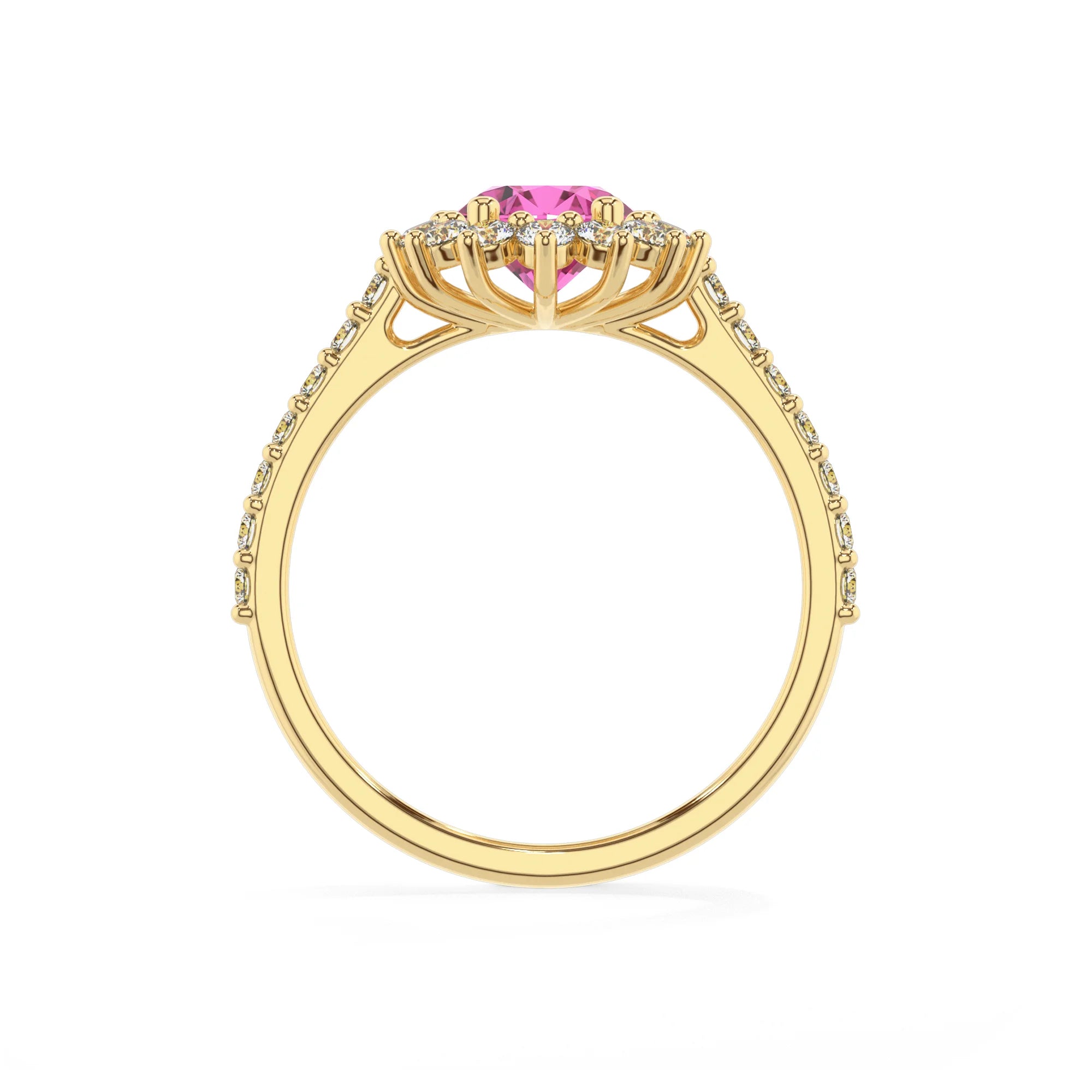 lab grown pink-sapphire oval solitaire rings in yellow gold 