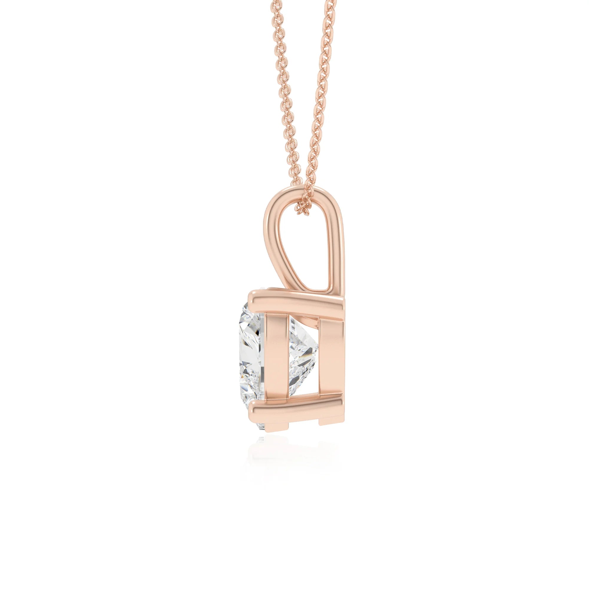 lab grown moissanite heart solitaire necklaces in rose gold 