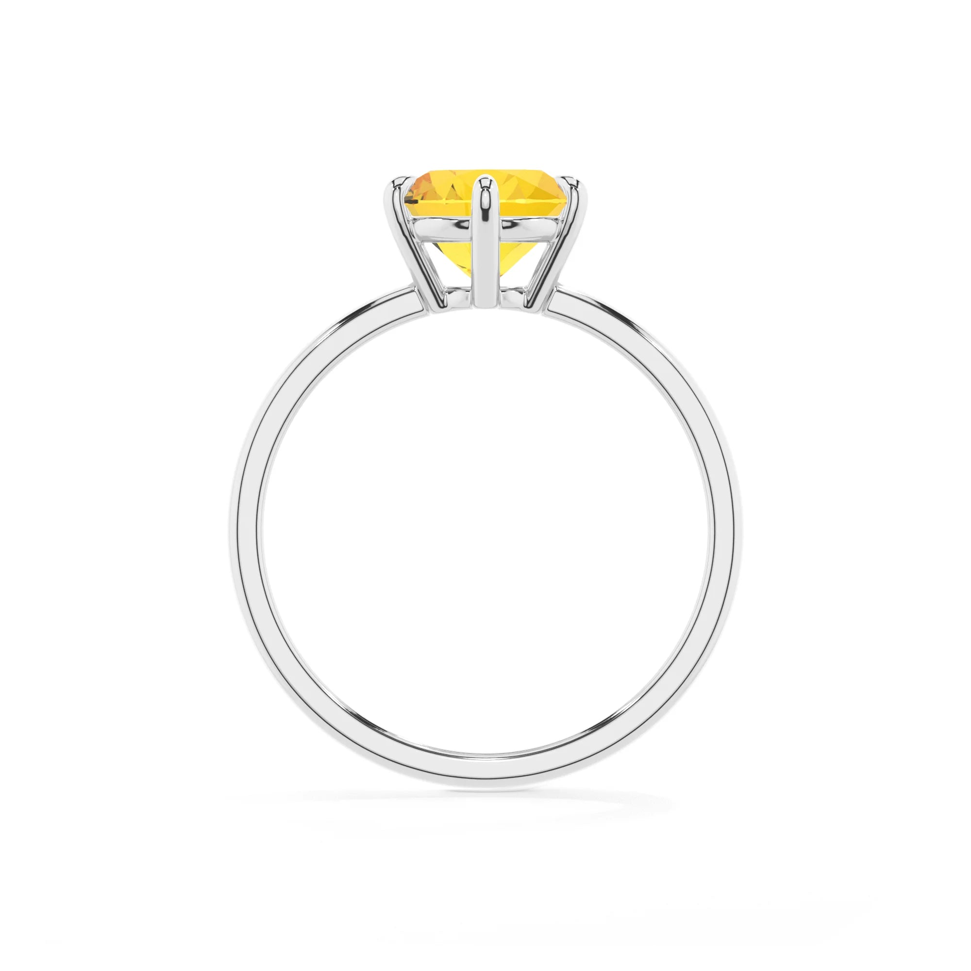 lab grown yellow-sapphire round solitaire rings in sterling silver 