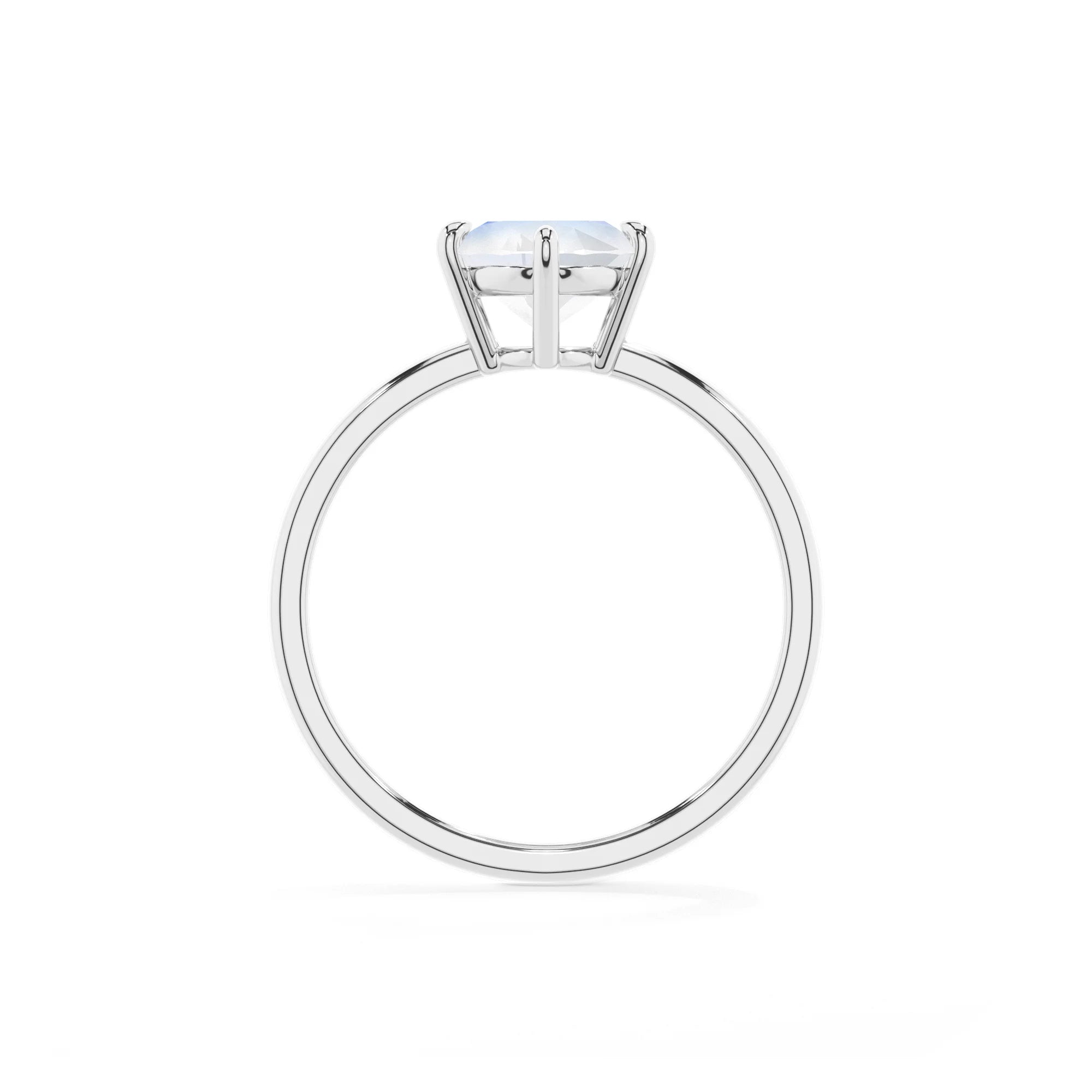 natural rainbow-moonstone oval solitaire rings in platinum 
