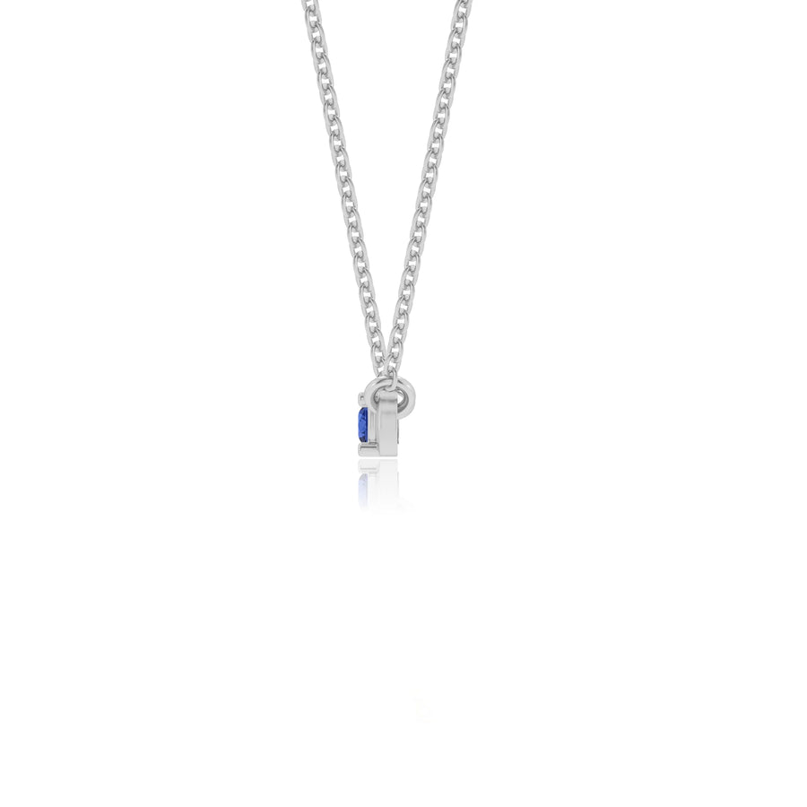 lab grown blue-sapphire round bar v-bale necklaces in platinum 