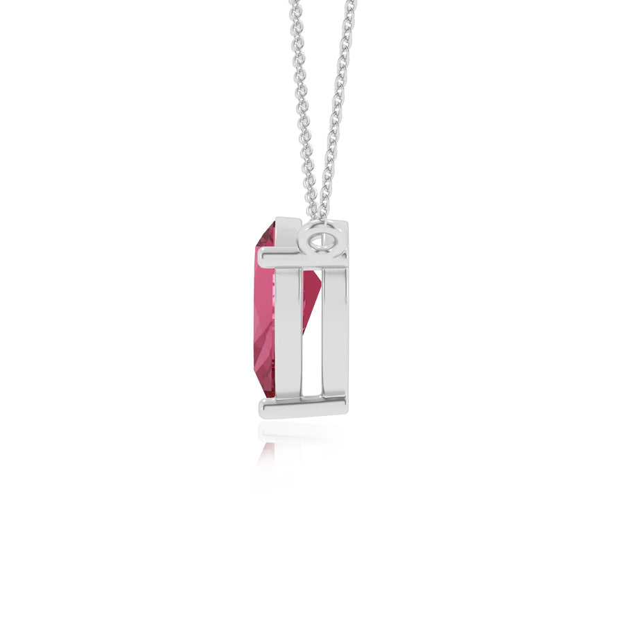 lab grown pink-tourmaline pear solitaire necklaces in platinum 