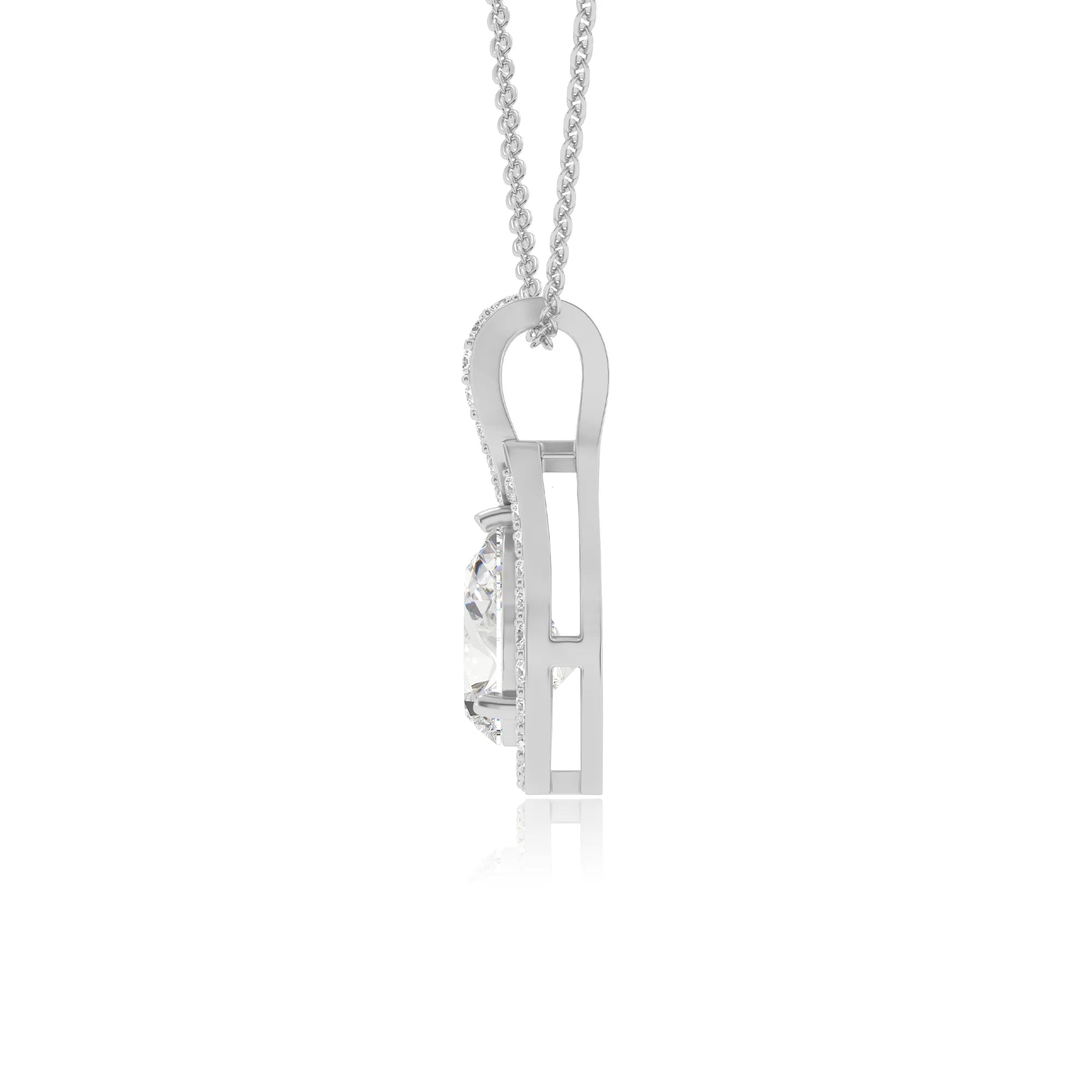 lab grown moissanite pear solitaire necklaces in platinum 
