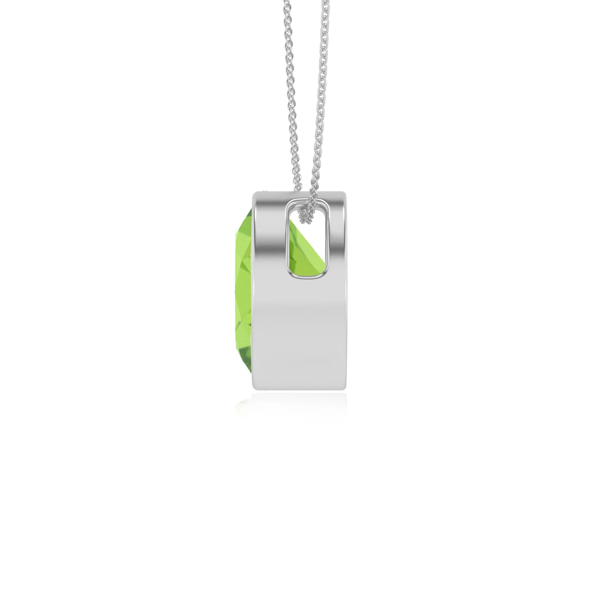 natural peridot round solitaire necklaces in sterling silver 