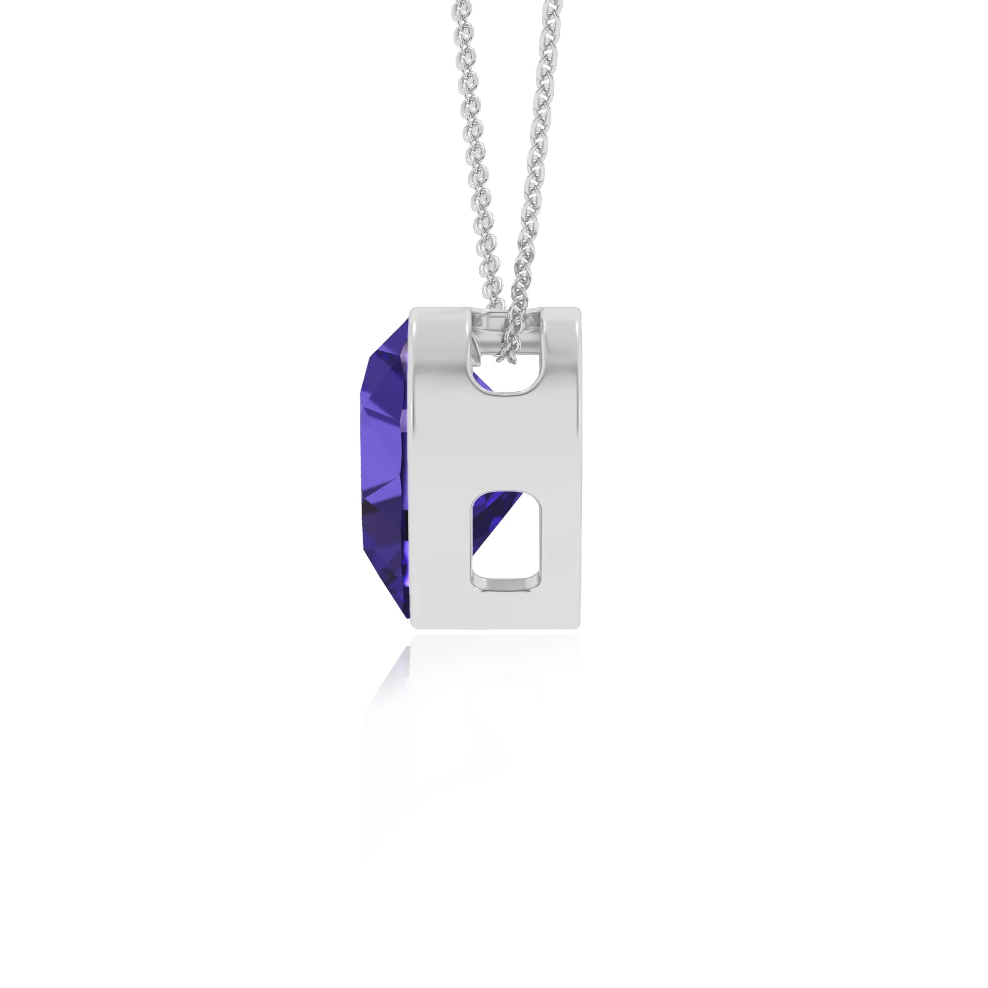 lab grown tanzanite heart solitaire necklaces in white gold 