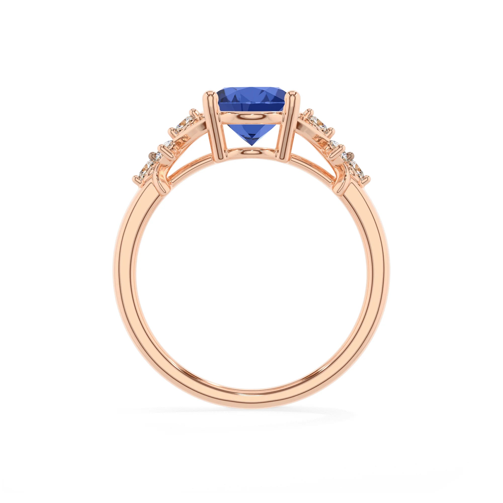 lab grown blue-sapphire oval solitaire rings in rose gold 