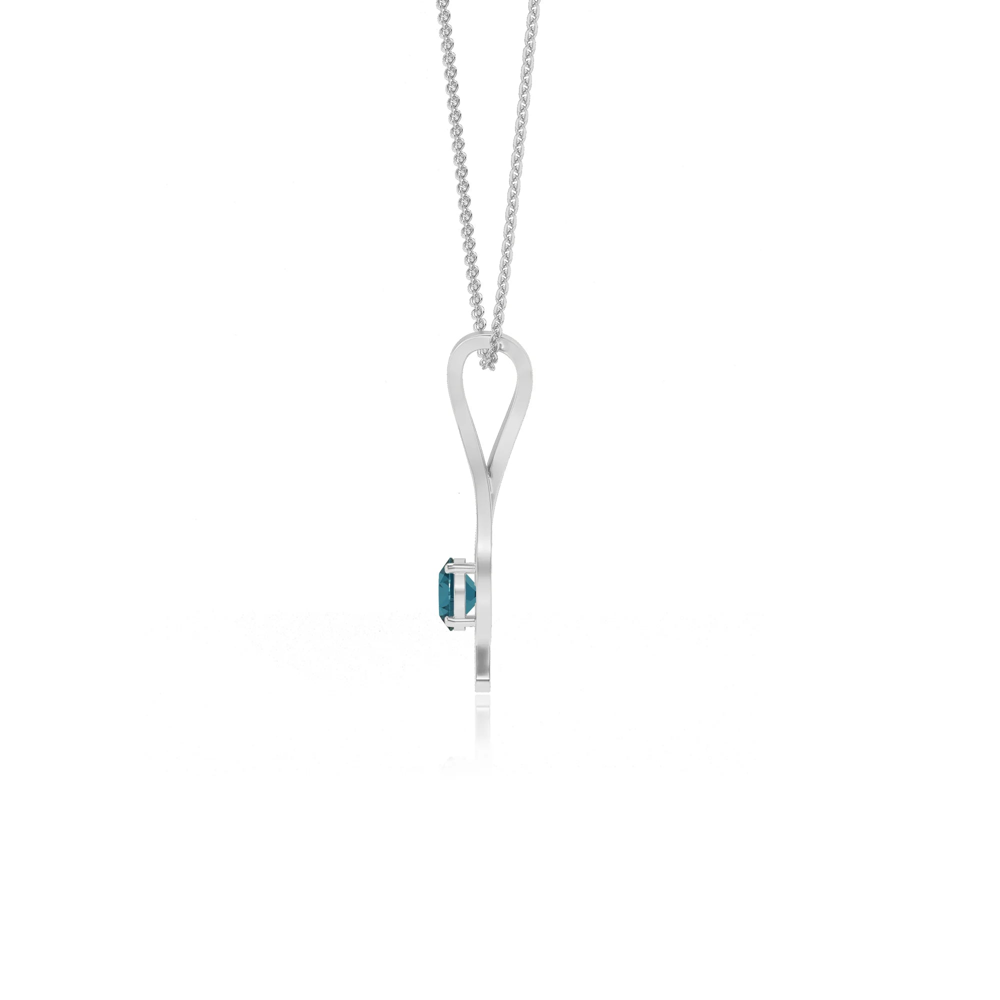 natural london-blue-topaz round solitaire necklaces in sterling silver 
