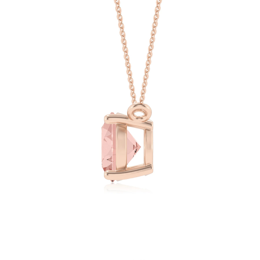 lab grown morganite oval solitaire necklaces in rose gold 