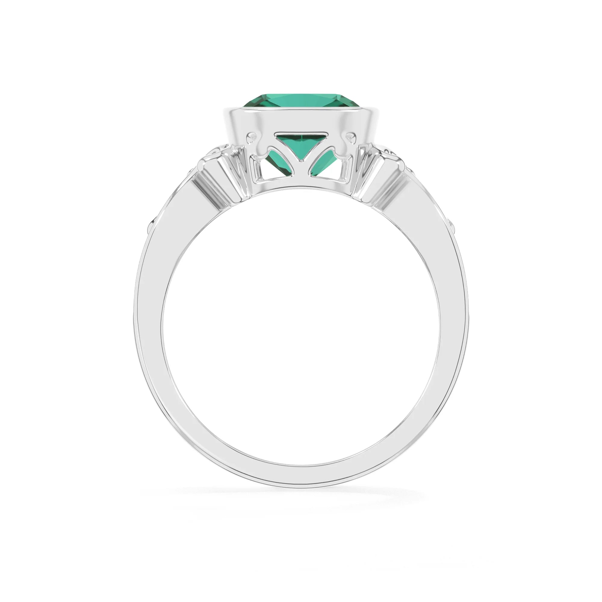 lab grown emerald cushion solitaire rings in platinum 