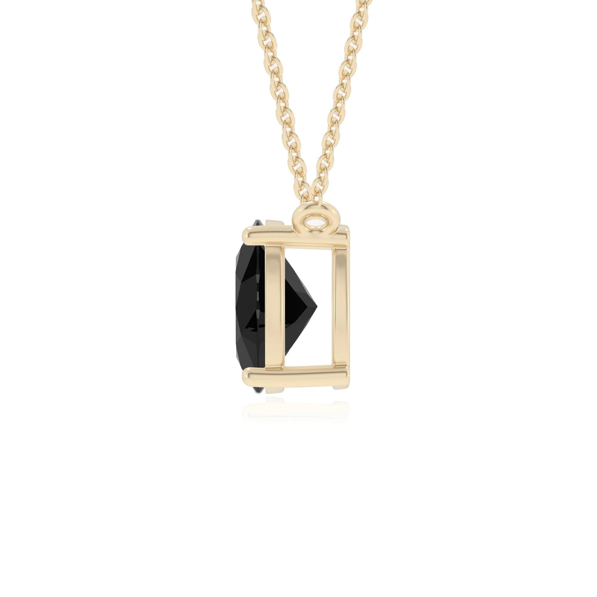 natural black-onyx oval solitaire v-bale necklaces in yellow gold 