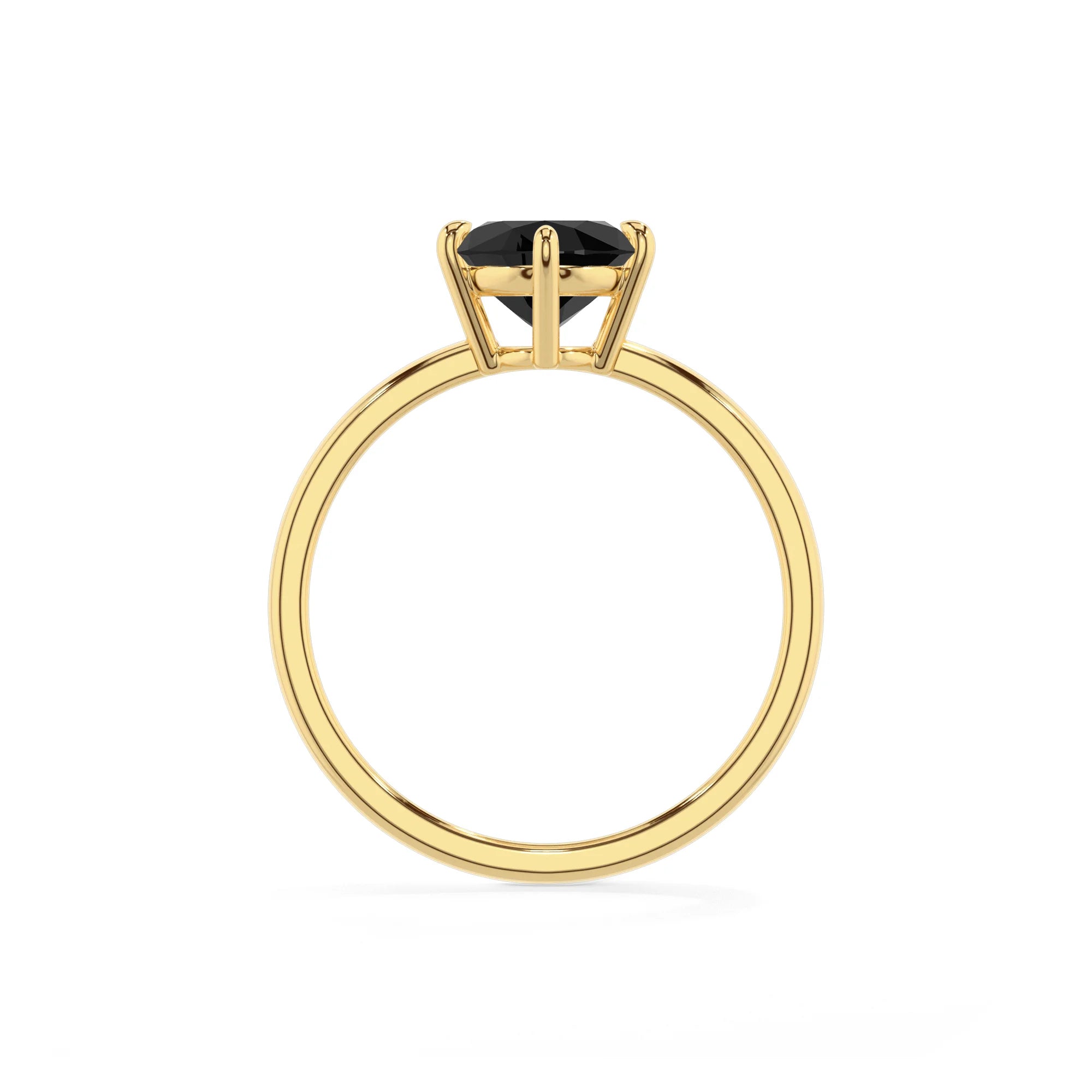 natural black-onyx oval solitaire rings in yellow gold 