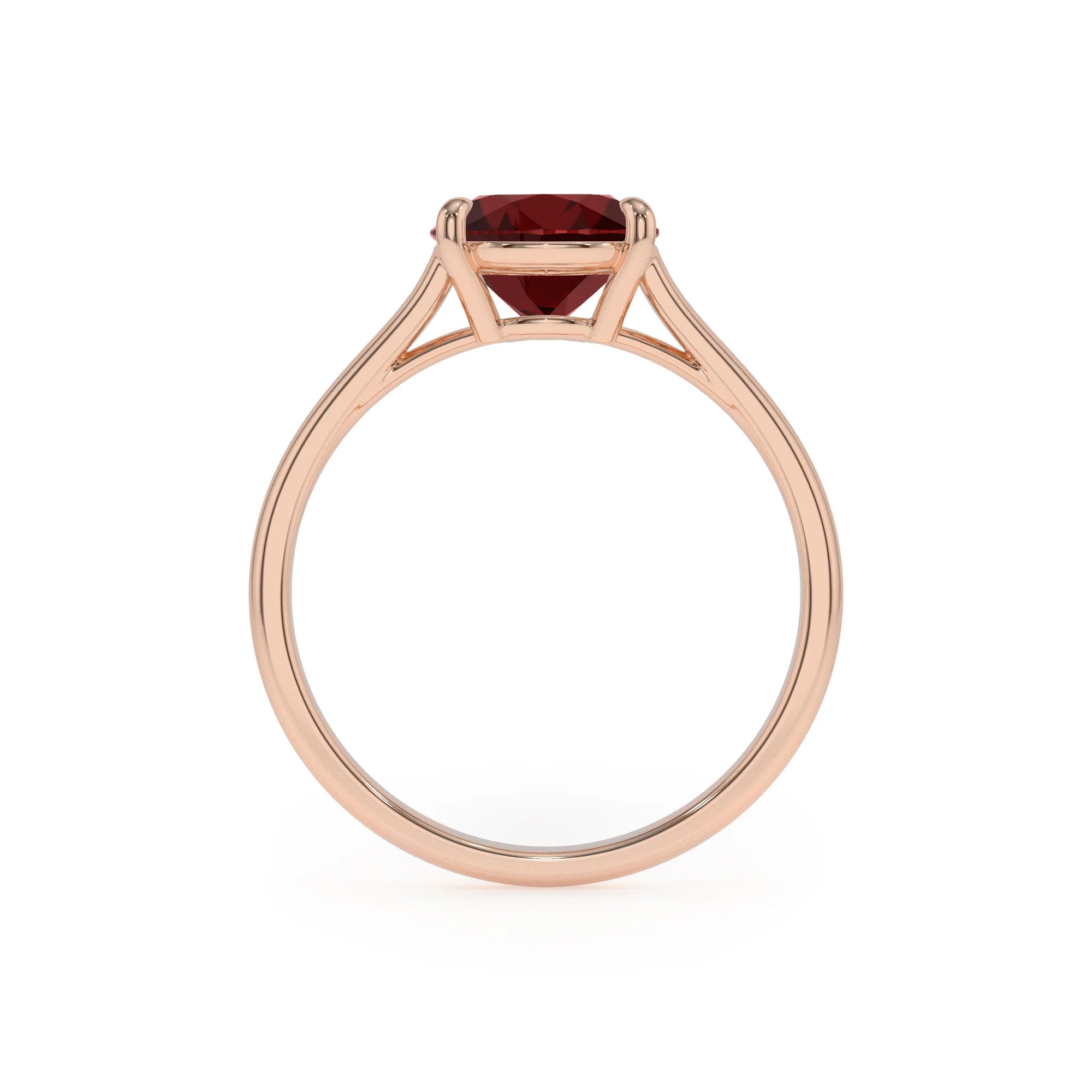 natural garnet pear solitaire rings in rose gold 