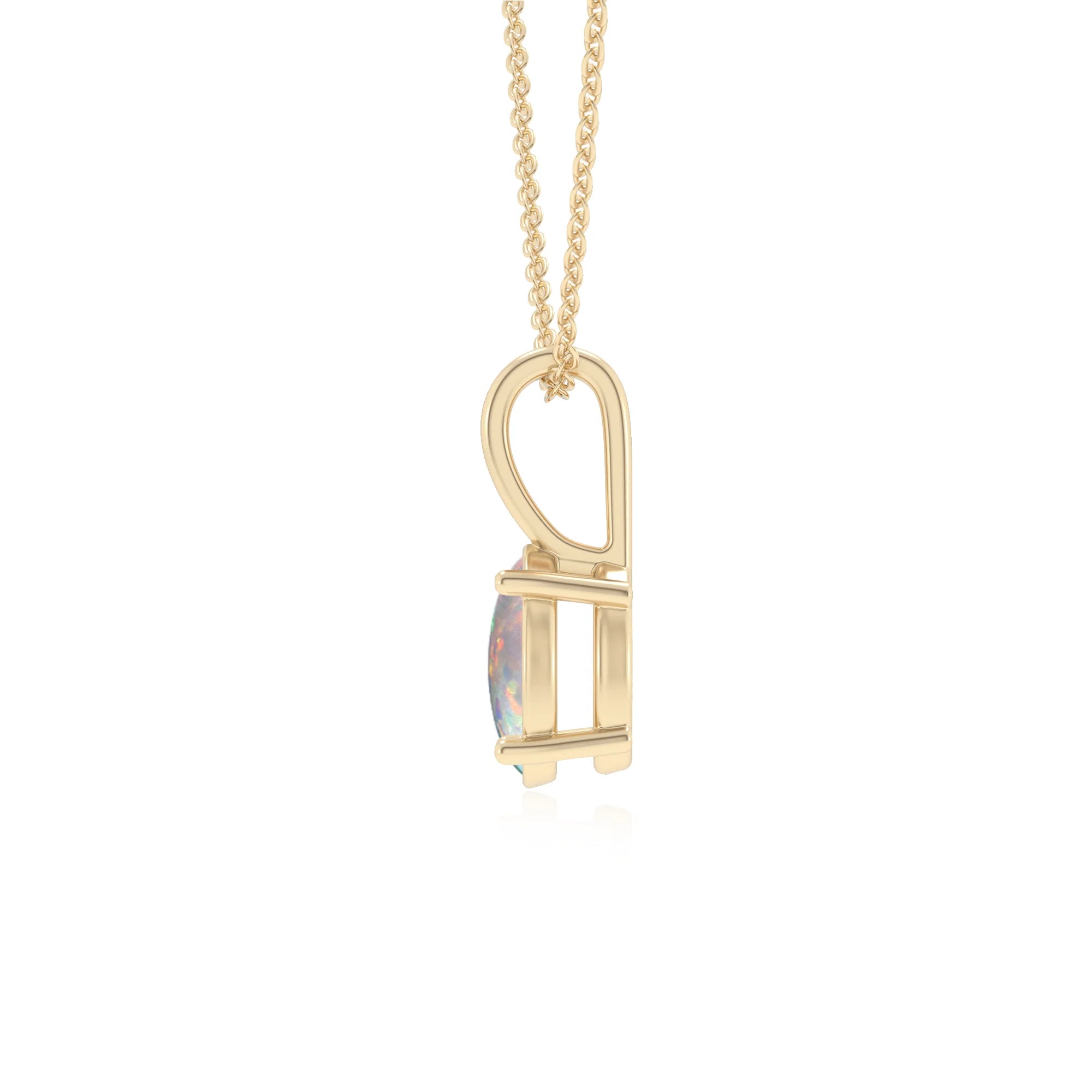 lab grown opal oval solitaire necklaces in yellow gold 
