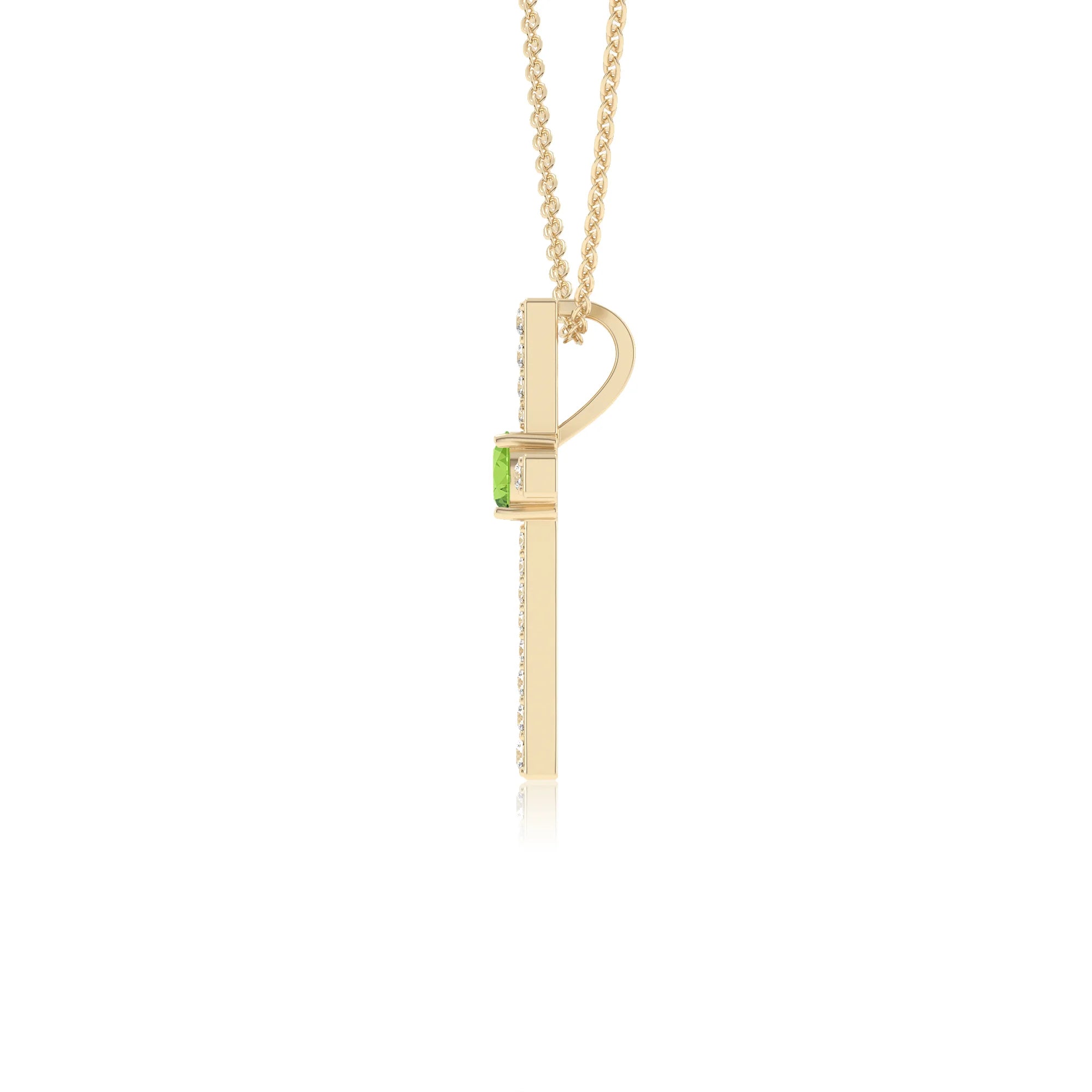 natural peridot round infinity necklaces in yellow gold 