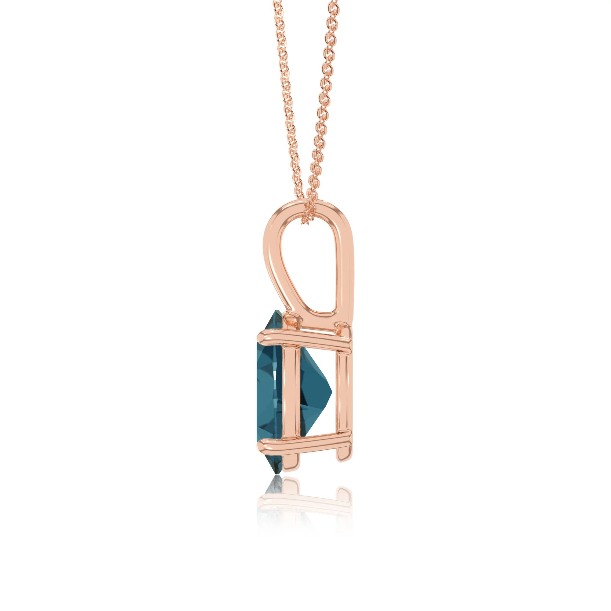 natural london-blue-topaz oval solitaire necklaces in rose gold 