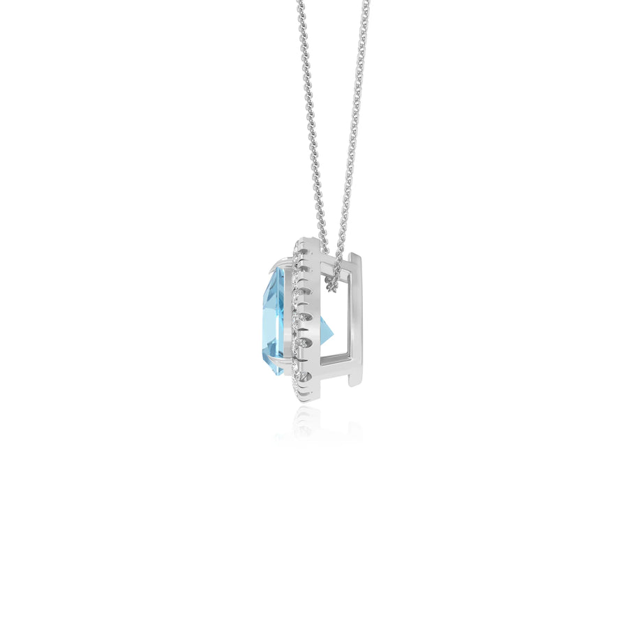 lab grown aquamarine trillion solitaire necklaces in sterling silver 