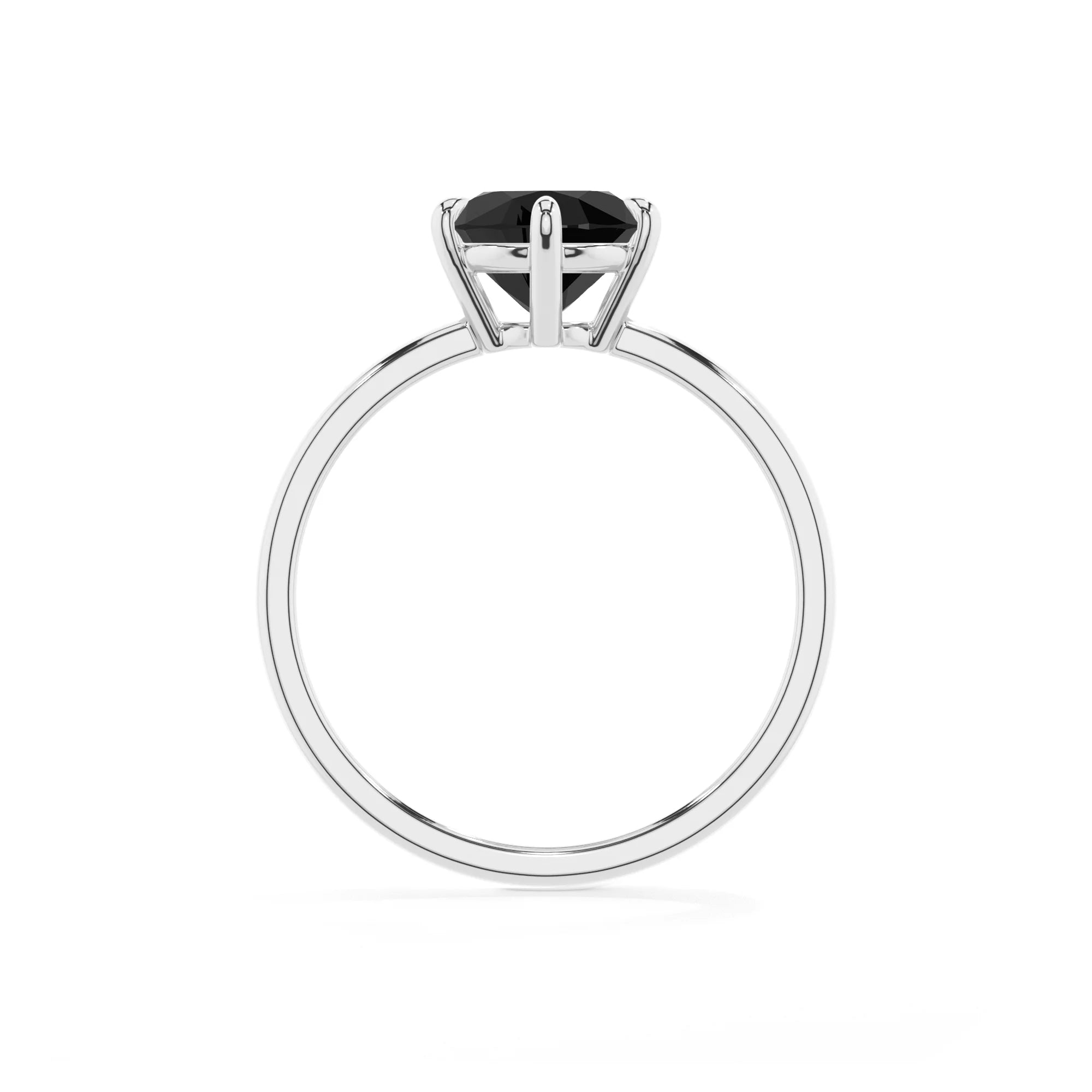 natural black-onyx round solitaire rings in white gold 