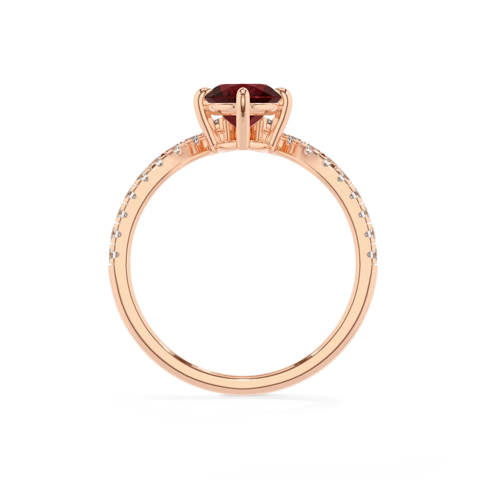 natural garnet oval solitaire rings in rose gold 