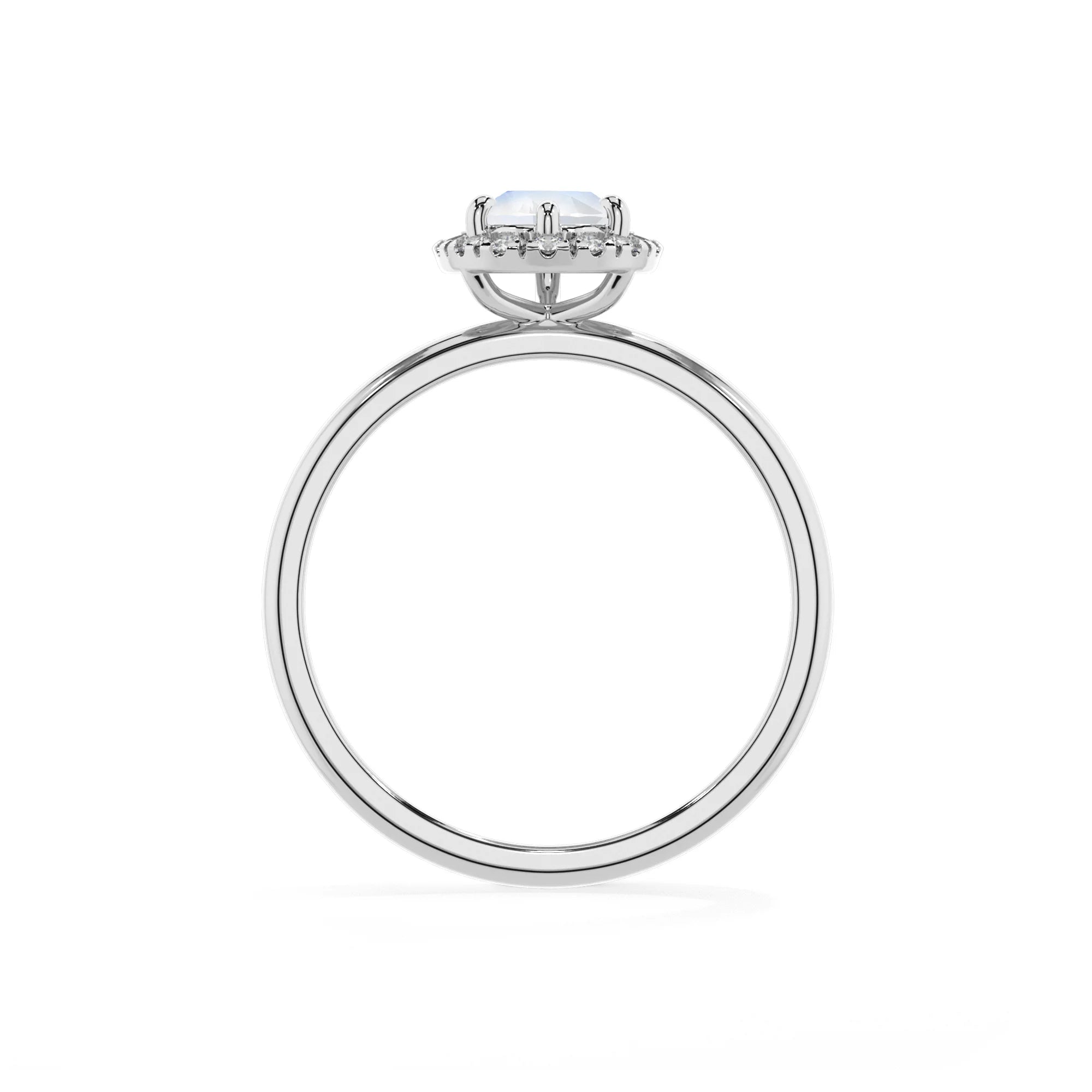 natural rainbow-moonstone pear solitaire rings in sterling silver 