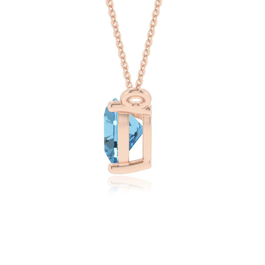 natural swiss-blue-topaz heart solitaire necklaces in rose gold 