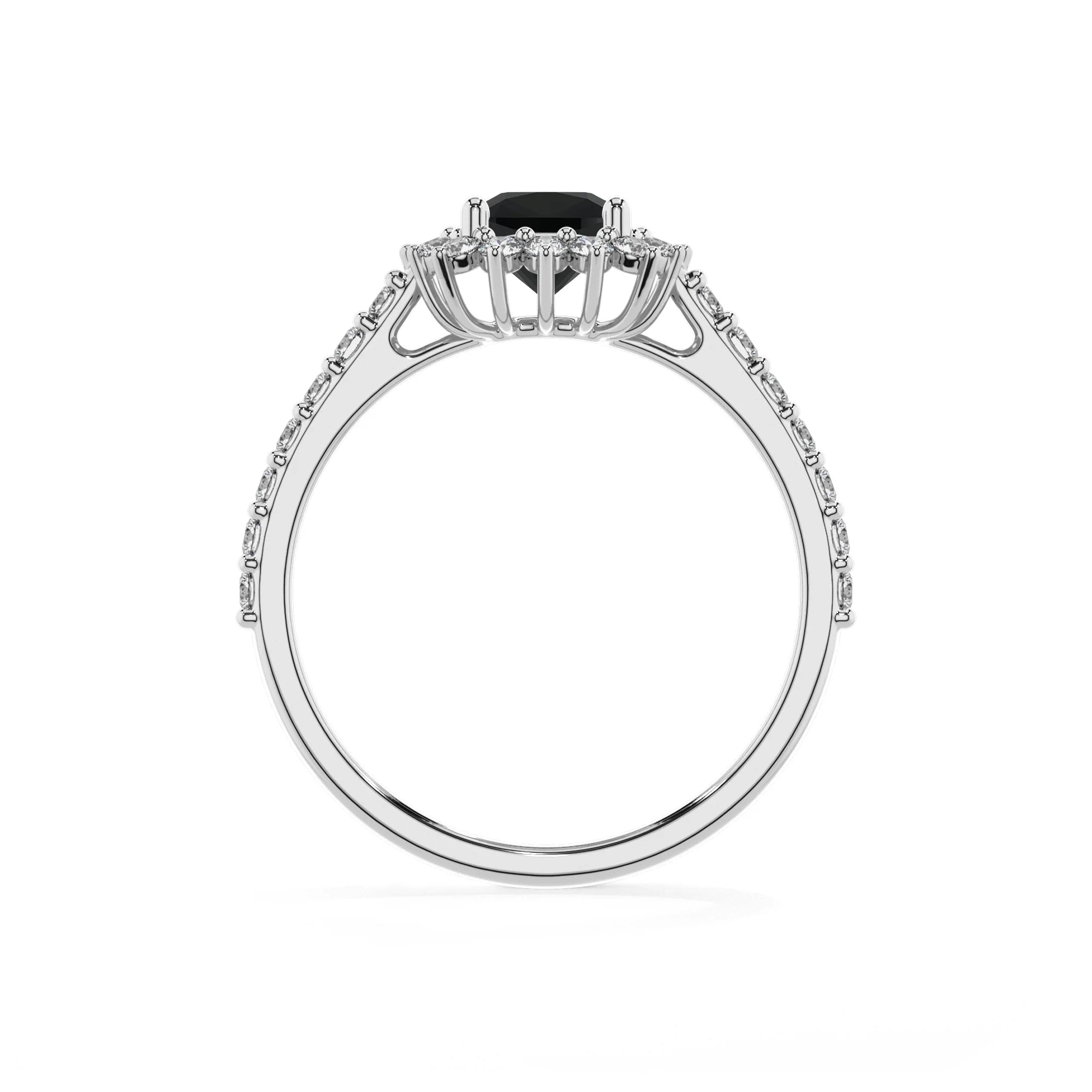 natural black-onyx cushion solitaire rings in white gold 