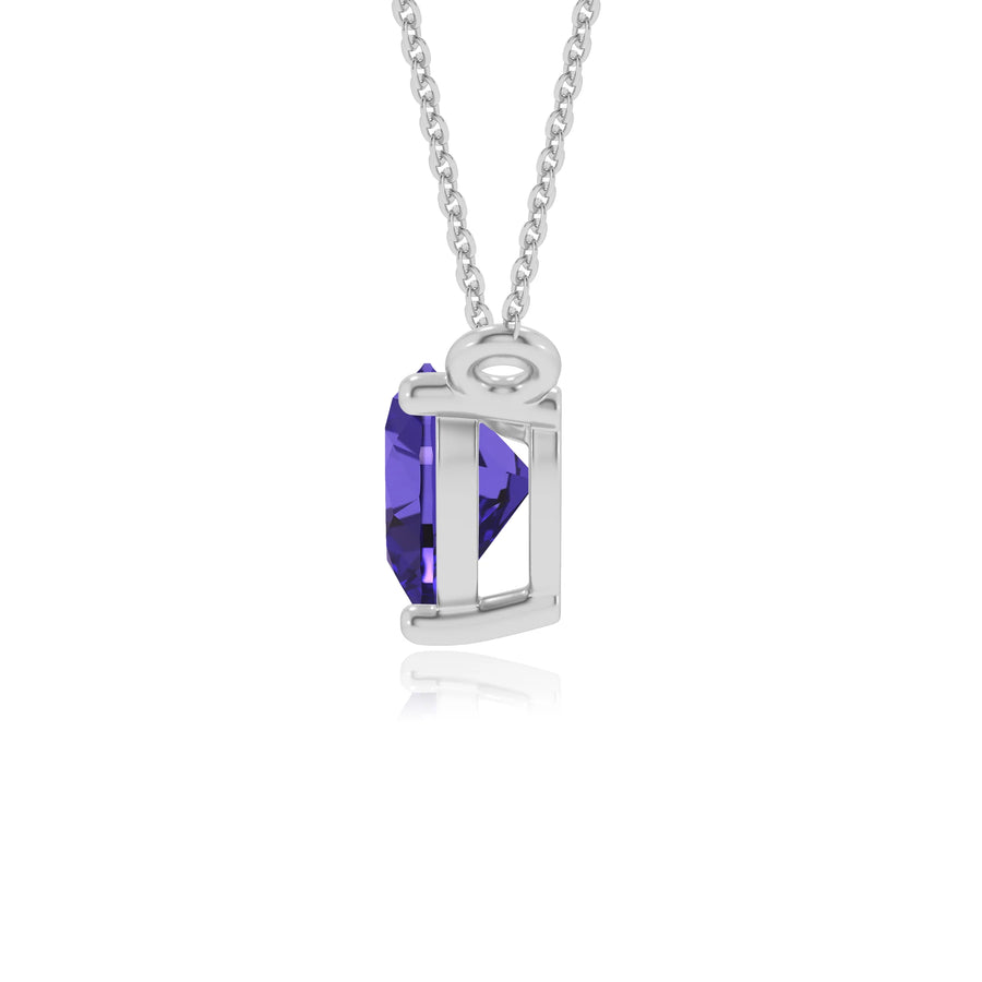 lab grown tanzanite heart solitaire necklaces in white gold 