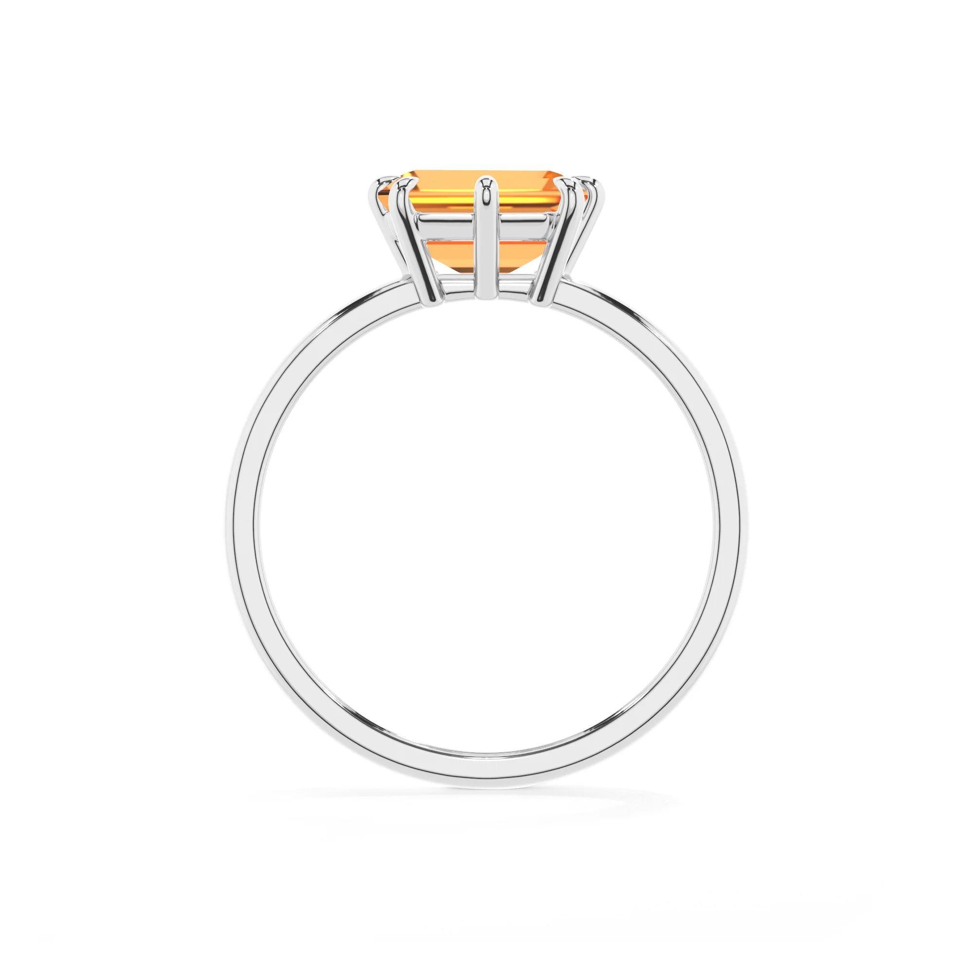 lab grown citrine emerald cut solitaire rings in sterling silver 