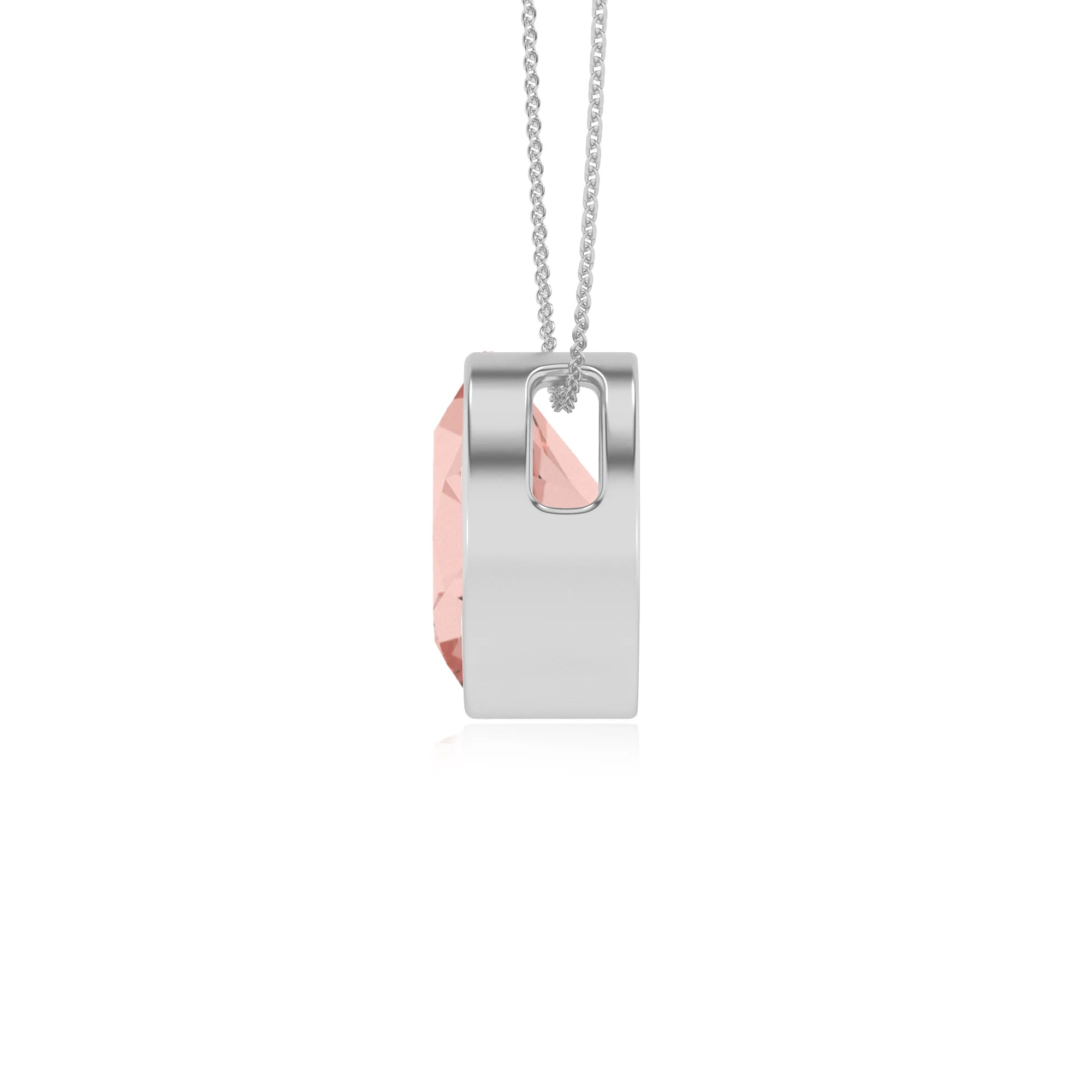 lab grown morganite round solitaire necklaces in platinum 