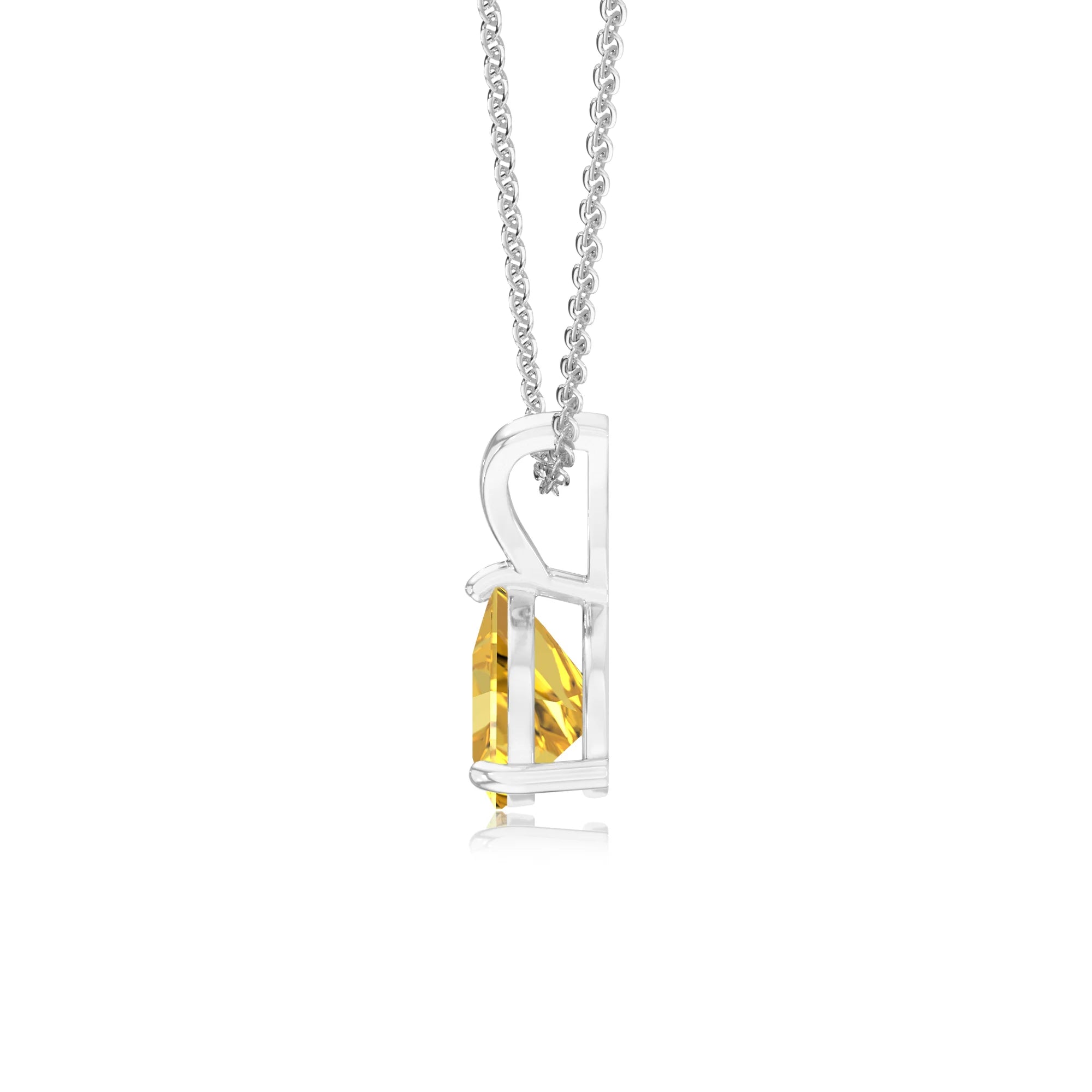 lab grown yellow-sapphire trillion solitaire v-bale necklaces in sterling silver 