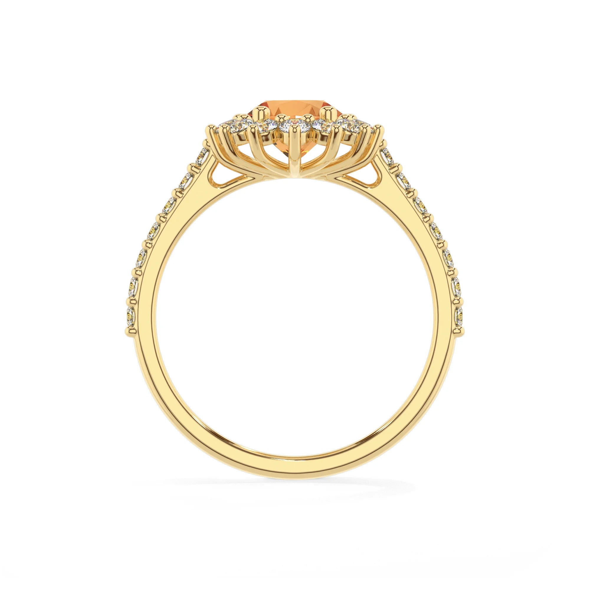 lab grown citrine oval solitaire rings in yellow gold 