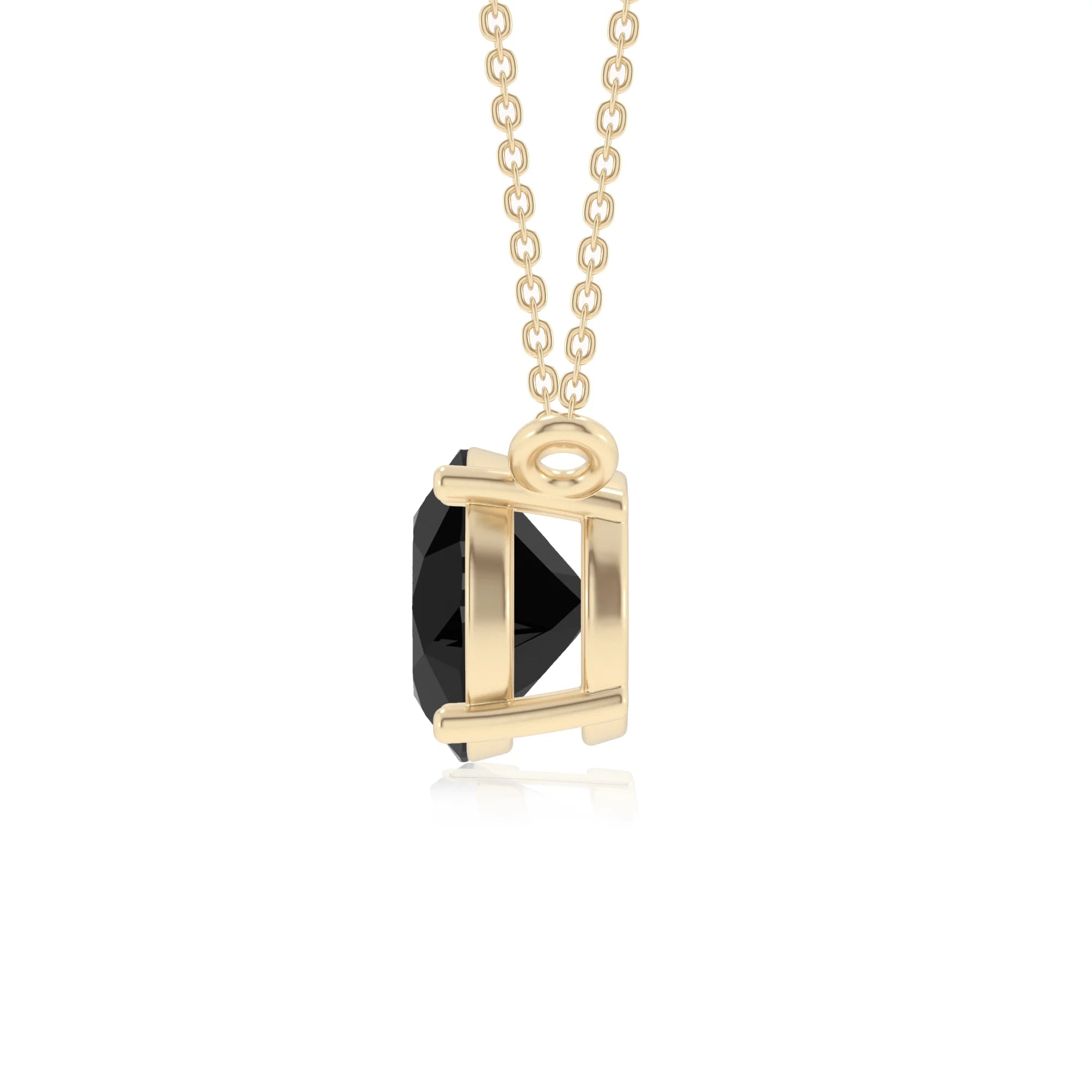 natural black-onyx round solitaire necklaces in yellow gold 