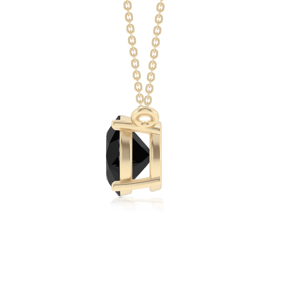 natural black-onyx round solitaire necklaces in yellow gold 