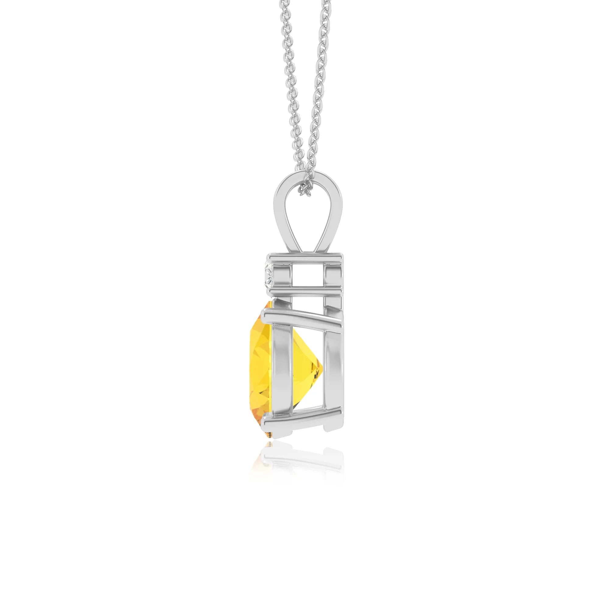 lab grown yellow-sapphire round solitaire v-bale necklaces in platinum 